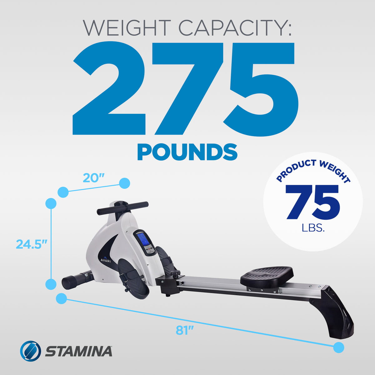 Stamina Products12 Program Cardio Exercise Monitor Magnetic Rower (Open Box) - VMInnovations