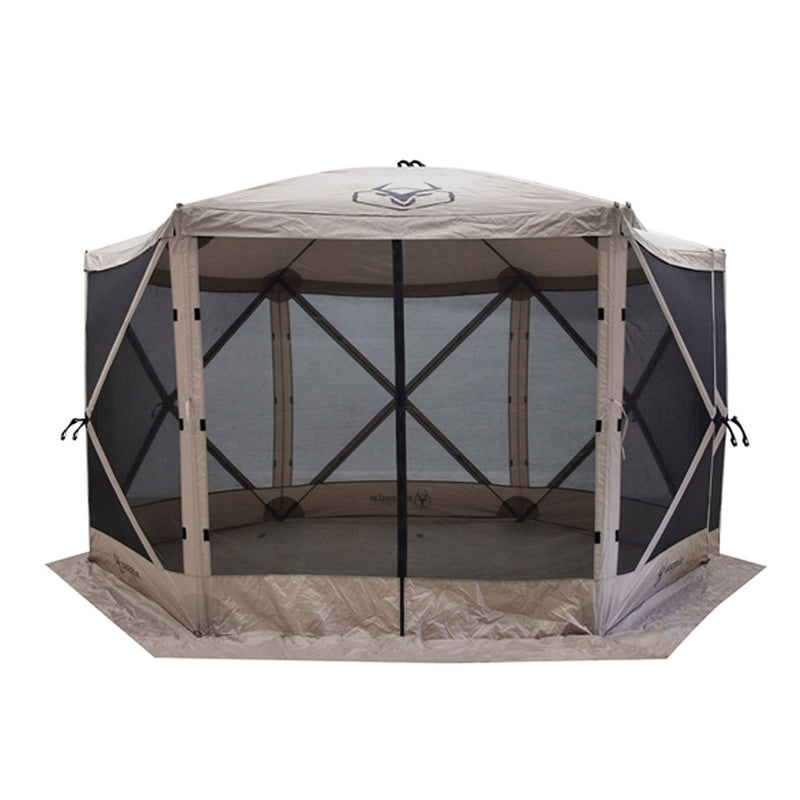 Gazelle G6 12ft x 12ft 6-Sided Pop Up Portable 8 Person Gazebo Tent, Desert Sand - VMInnovations