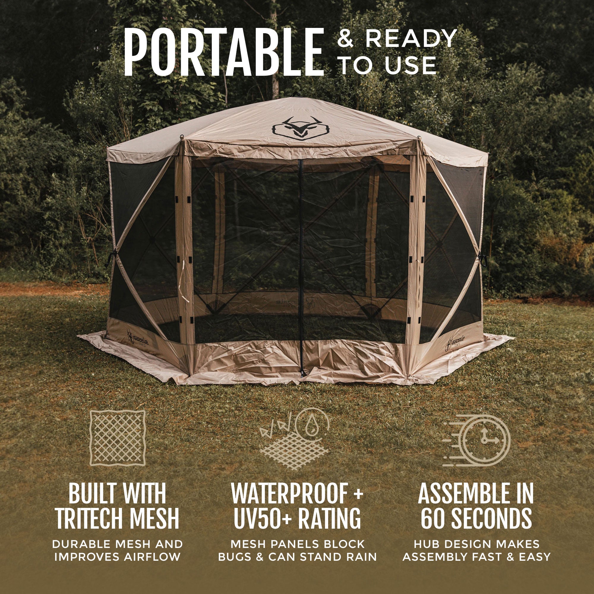 Gazelle Pop Up 8 Person Camping Gazebo Day Tent w/ Mesh Windows (For Parts) - VMInnovations