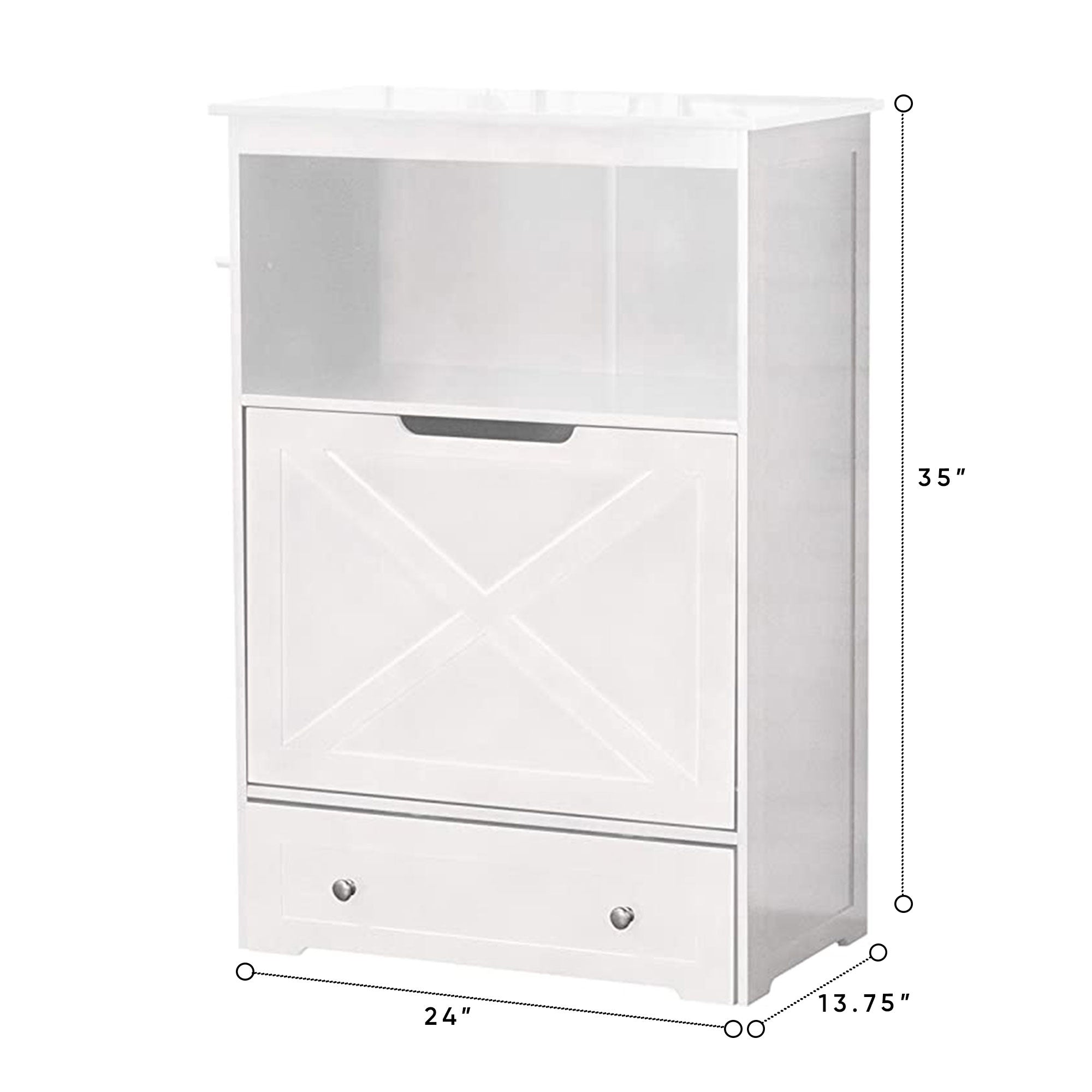 Zoovilla Pet Feeder Large Storage Bin with Hidden Elevated Dog Bowl Stand, White