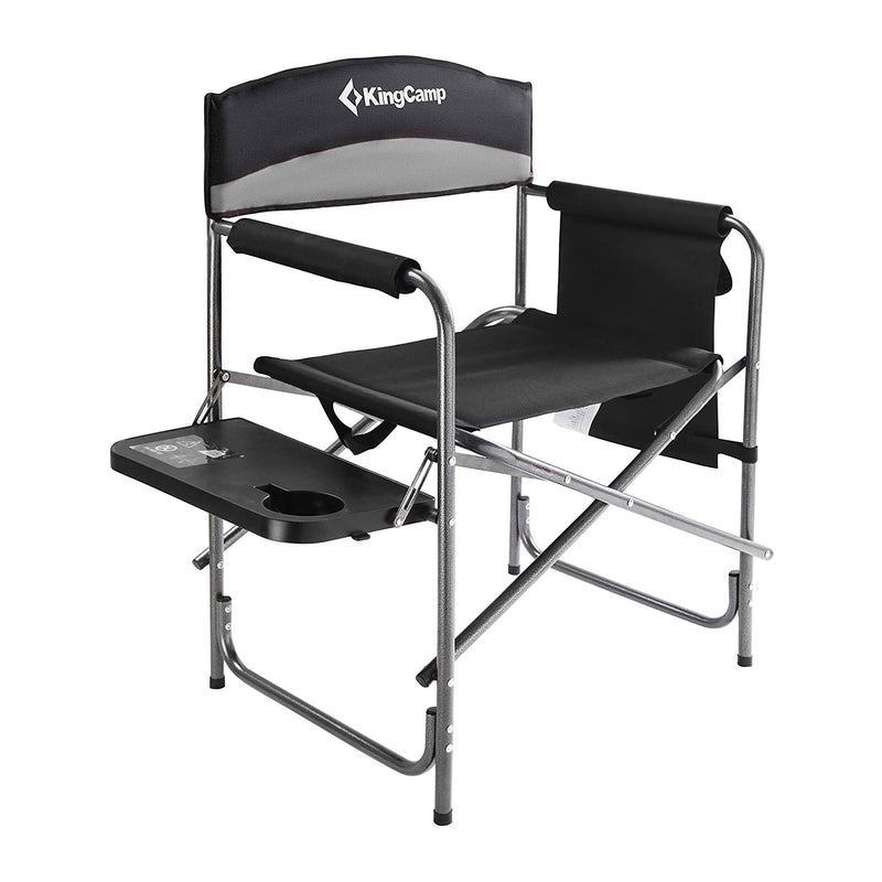 KingCamp Compact Camping Folding Chair with Side Table and Storage Pocket, Grey