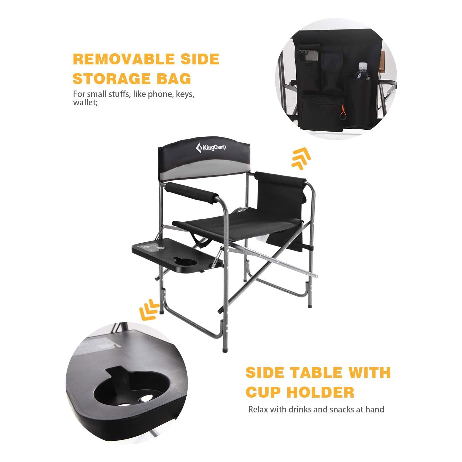 KingCamp Compact Camping Folding Chair with Side Table and Storage Pocket (Used) - VMInnovations
