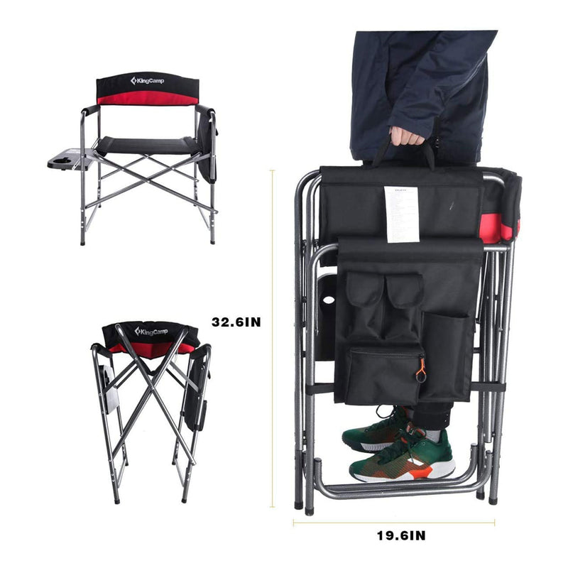 KingCamp Compact Camping Folding Chair with Side Table and Storage Pocket, Red