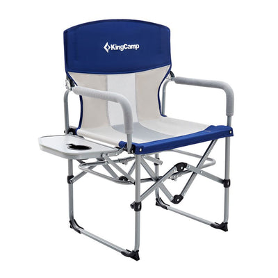 KingCamp Compact Camping Folding Chair with Side Table and Cup Holder, Navy