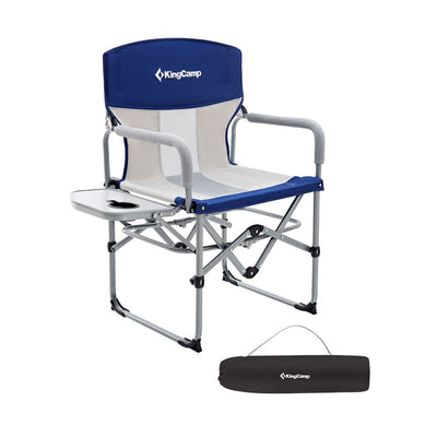KingCamp Compact Camping Folding Chair with Side Table and Cup Holder, Navy