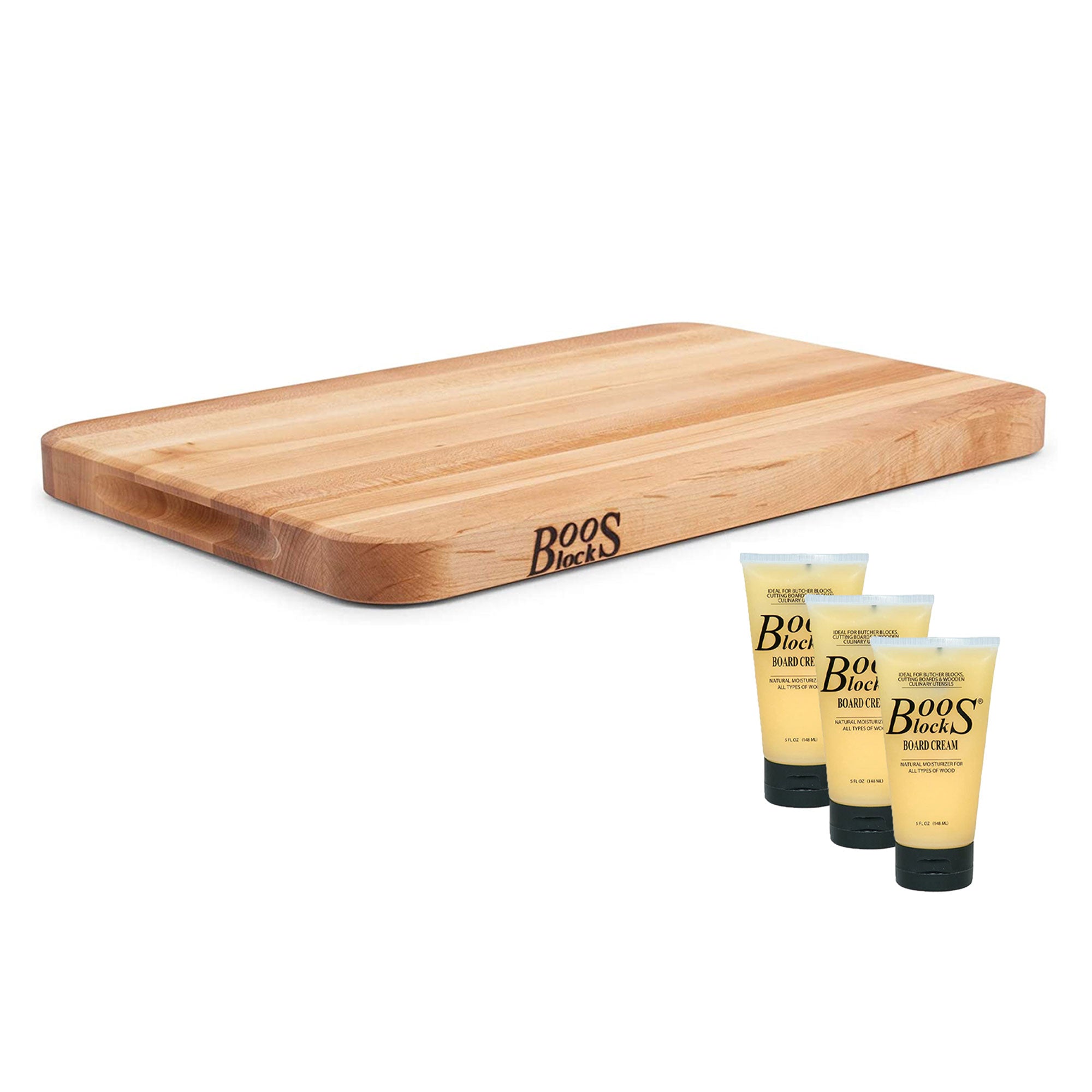 John Boos Maple Reversible 18 x 12" Cutting Board and Block Board Natural Cream