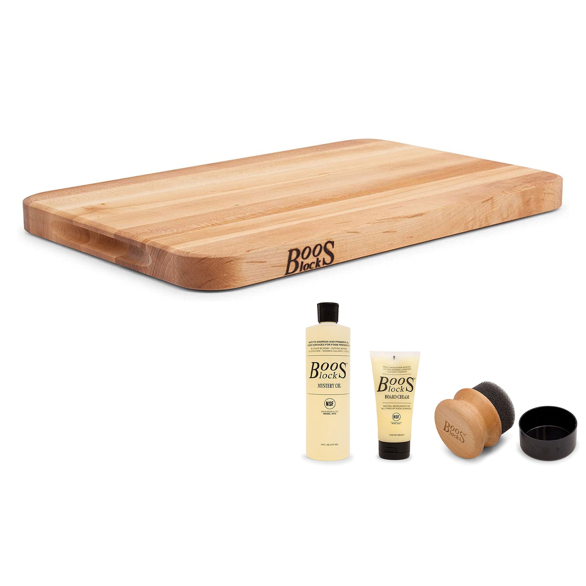 John Boos Maple Wood Reversible 18 x 12 Inches Cutting Board and Maintenance Set - VMInnovations