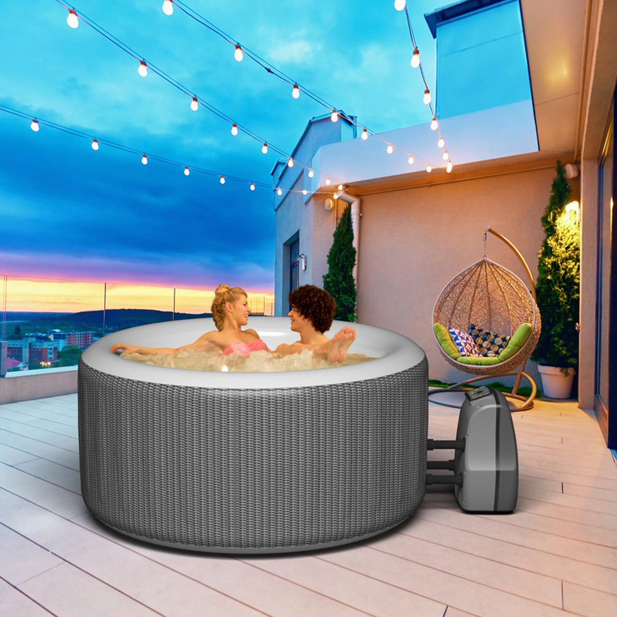 JLeisure Avenli 686 Liter 49" 3 Person Inflatable Hot Tub Spa, Black (For Parts) - VMInnovations