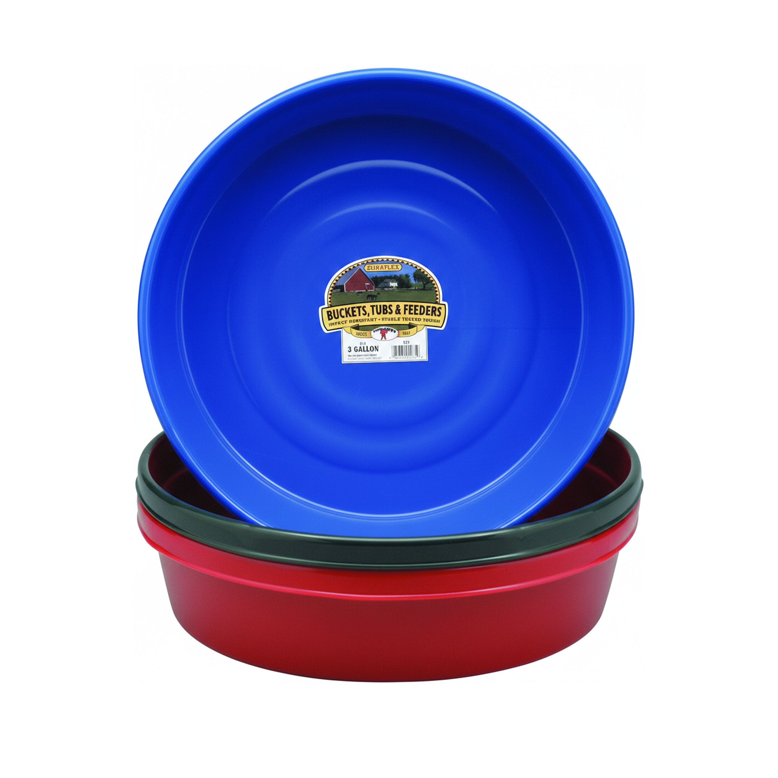 Little Giant 3 Gallon Durable Plastic Flat Farm Livestock Feed Utility Pan, Blue