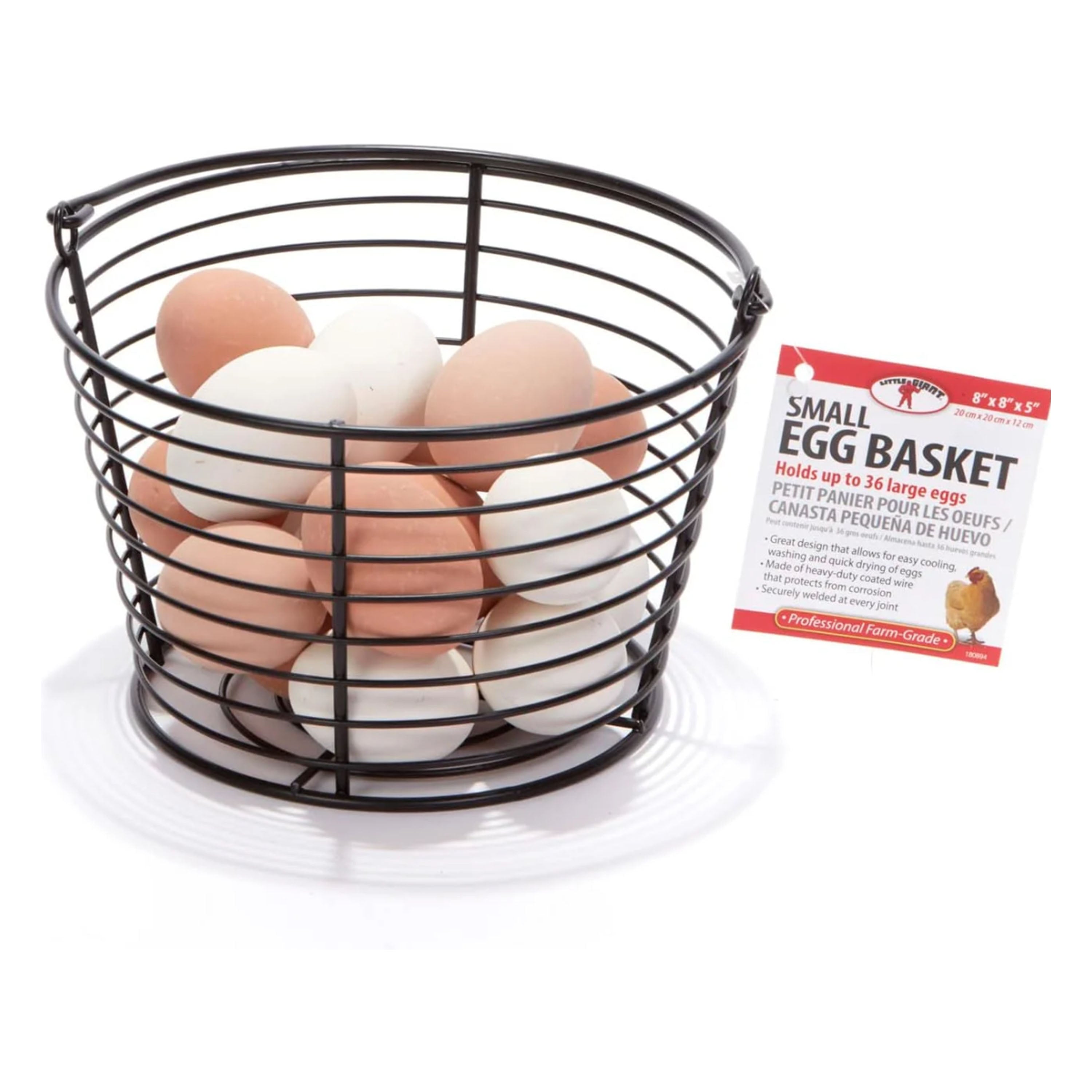 Little Giant Large Metal Wire Egg Basket for Collecting Chicken Eggs, Black - VMInnovations