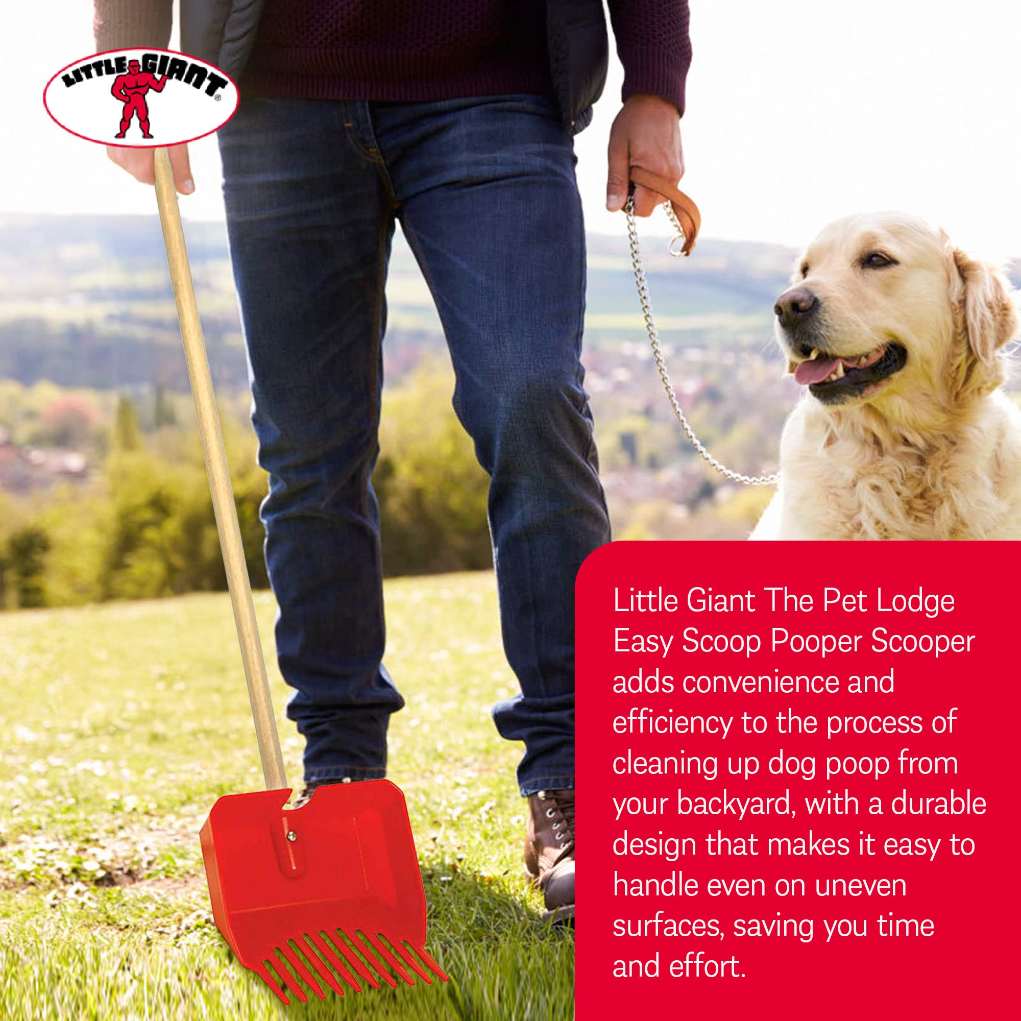Little Giant Easy Scoop Pooper Scooper for Dogs, Red (Open Box) - VMInnovations