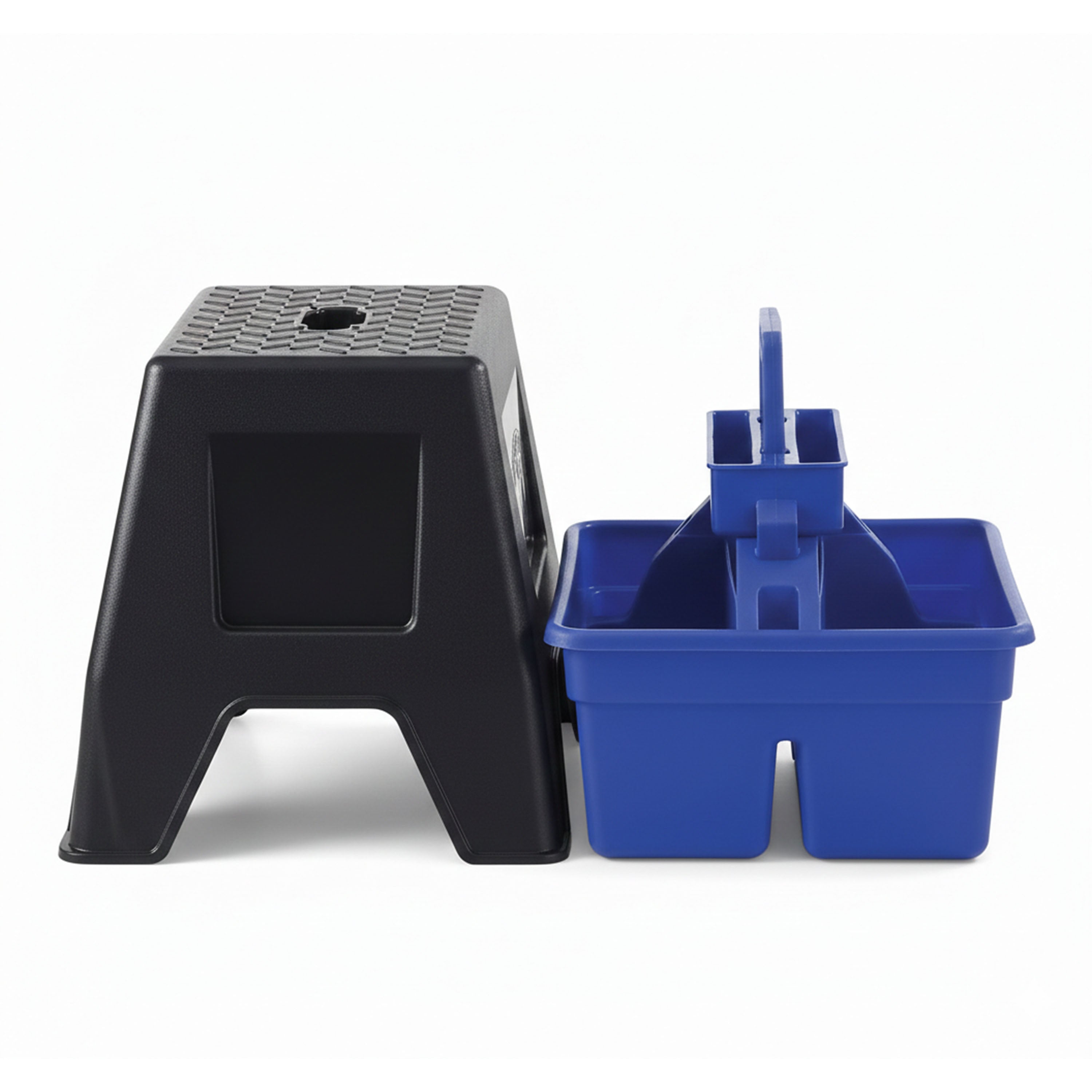 Little Giant DuraTote Stable Stool and Tote Box with Carrying Handle, Blue - VMInnovations