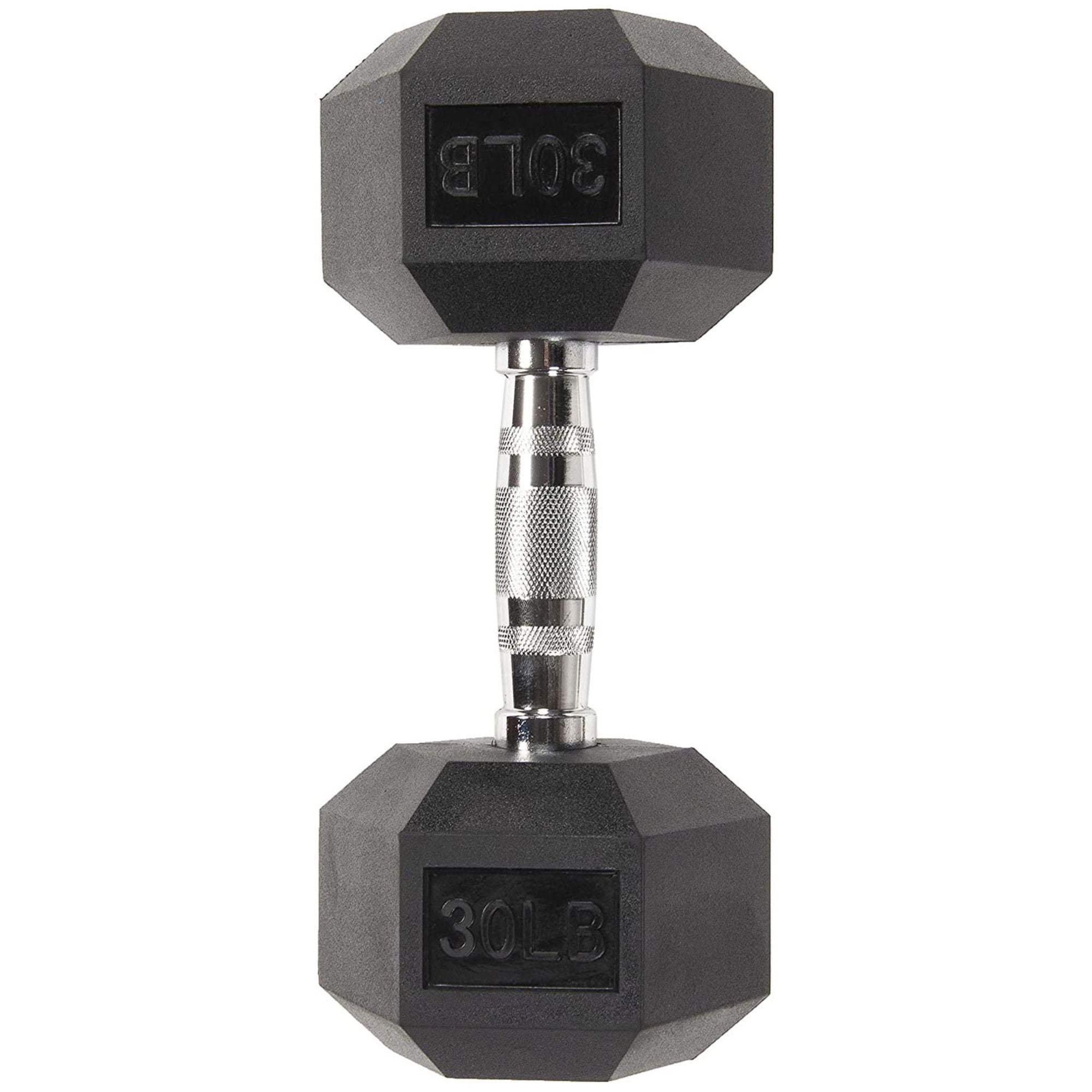 BalanceFrom Rubber Encased Hexagonal Cast Dumbbell Freeweight Single, 30 Pound