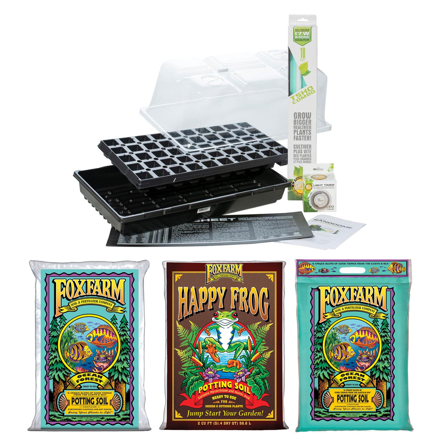 SunBlaster SL1611206 Grow Up Beginners Propagation Kit and Potting Soil Mix Set