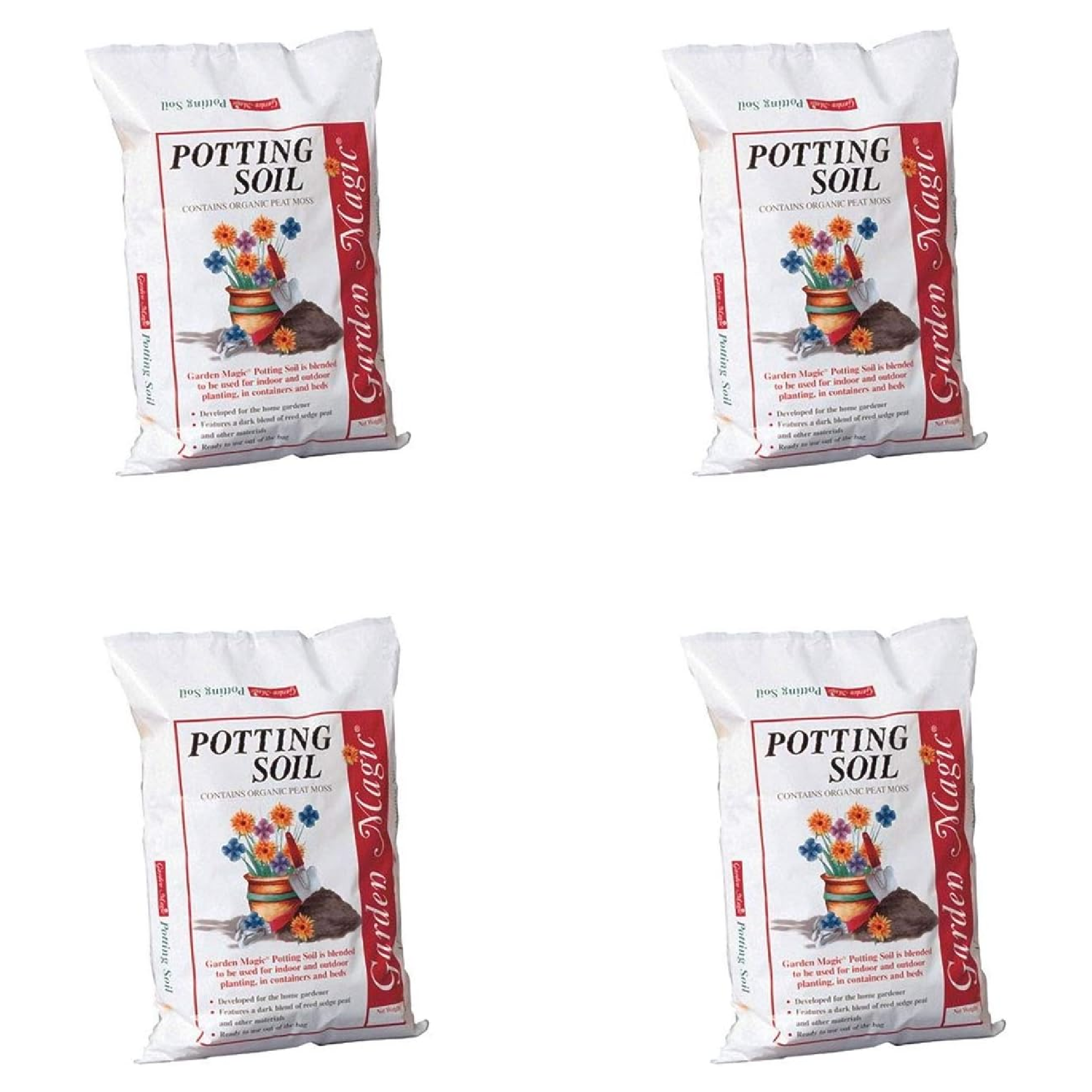 Michigan Peat 5720 Garden Magic Potting Soil Mix, 20 Pound Bag (4 Pack) - VMInnovations
