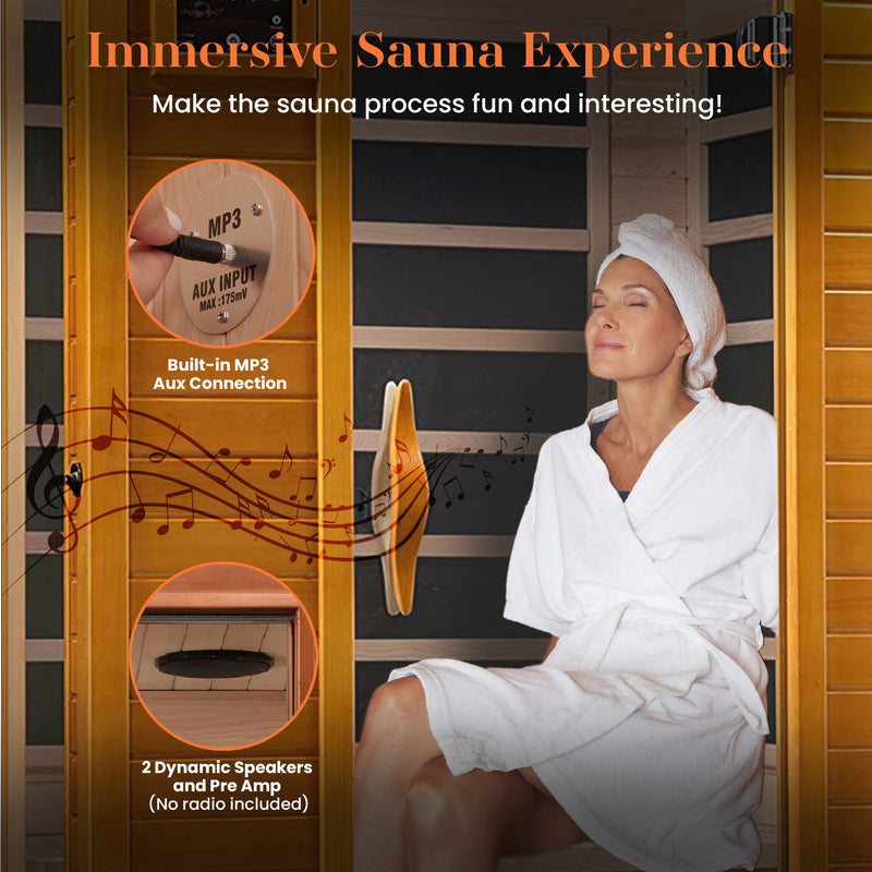 Dynamic Andora 2 Person Low EMF 6 Heating Panel Infrared Therapy Sauna with Bluetooth - VMInnovations