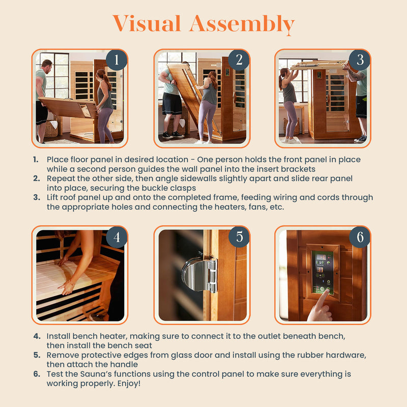 Dynamic Andora 2 Person Low EMF 6 Heating Panel Infrared Therapy Sauna with Bluetooth - VMInnovations