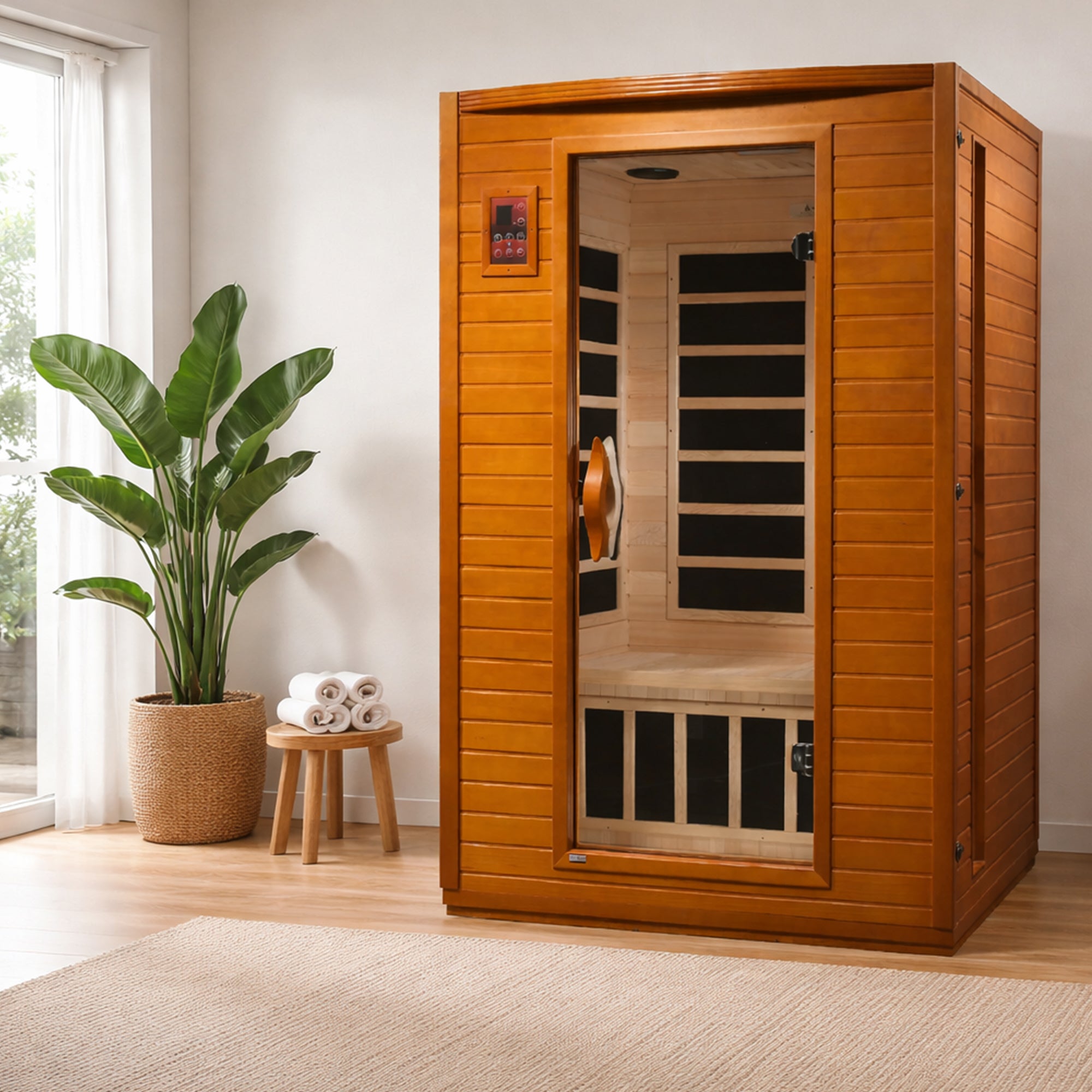 Dynamic Saunas Andora 2-Person Low EMF FAR Infrared Sauna, Canadian Hemlock Wood