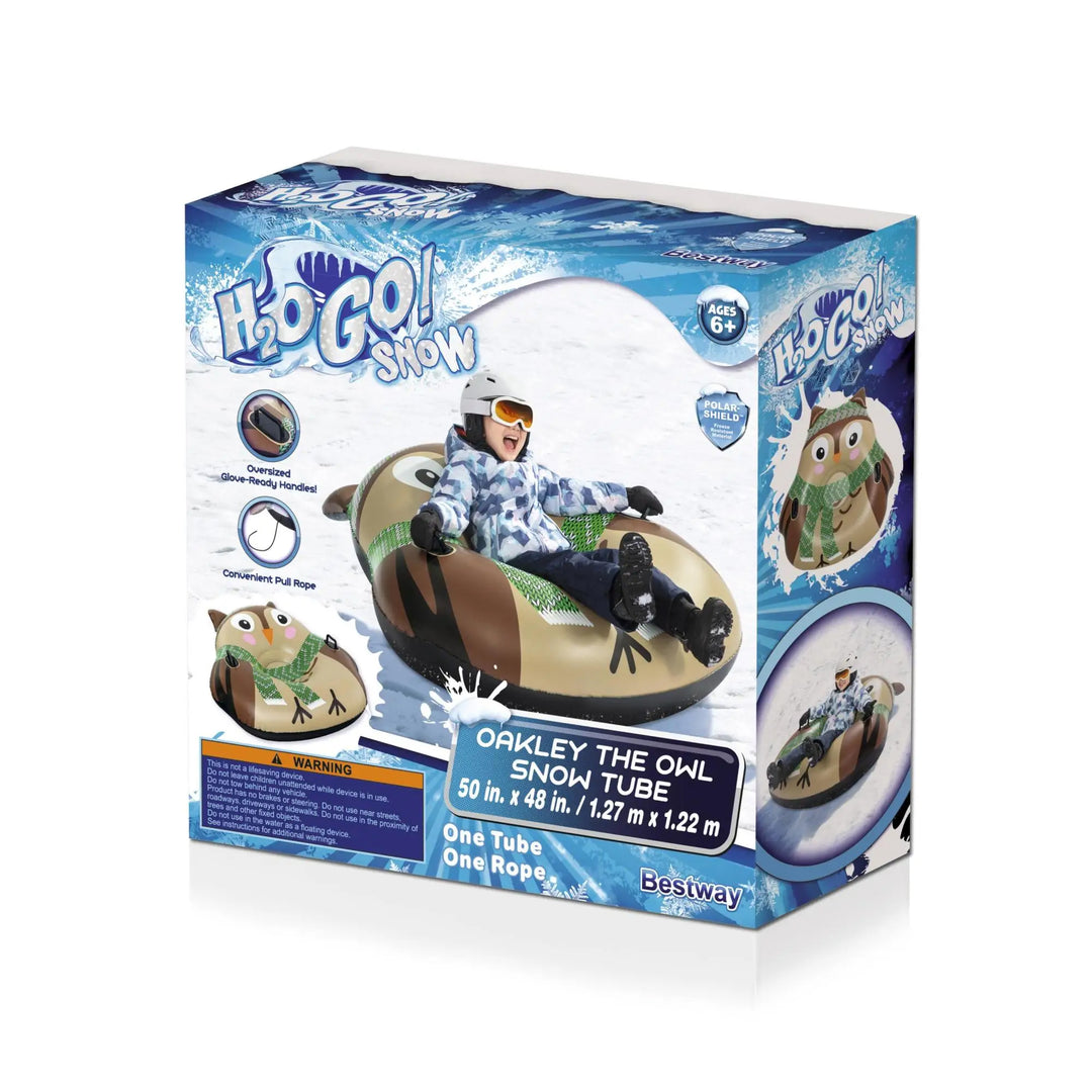 H2OGO! Snow 50 x 48" Oakley the Owl 1 Person Inflatable Winter Snow Tube Sled - VMInnovations