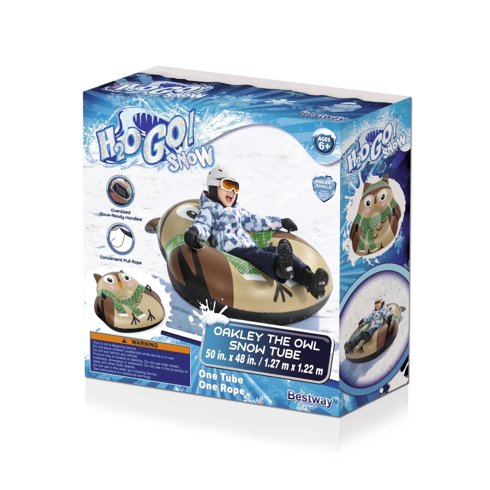 Oakley the Owl 1 Person Inflatable Winter Snow Tube Sled (Open Box) - VMInnovations