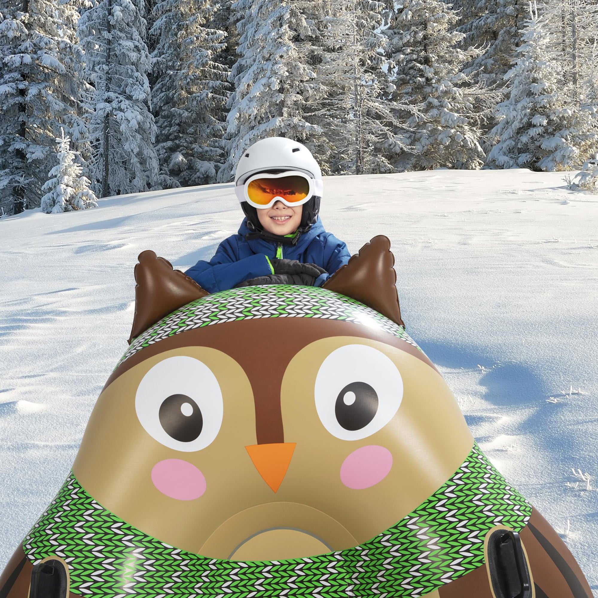 Oakley the Owl 1 Person Inflatable Winter Snow Tube Sled (Open Box) - VMInnovations