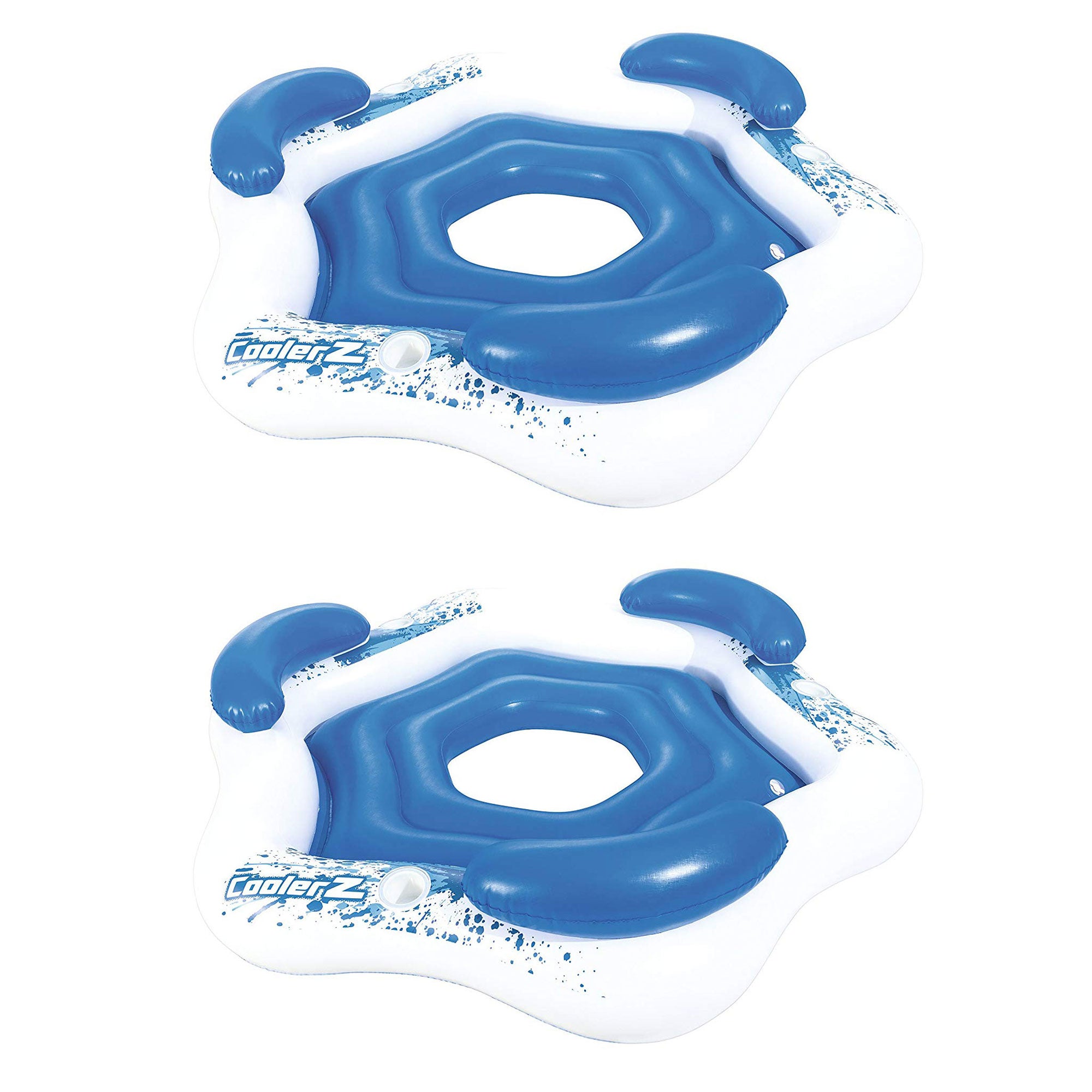 Bestway 3-Person Floating Water Island Lounge Raft With Open Bottom (2 Pack)