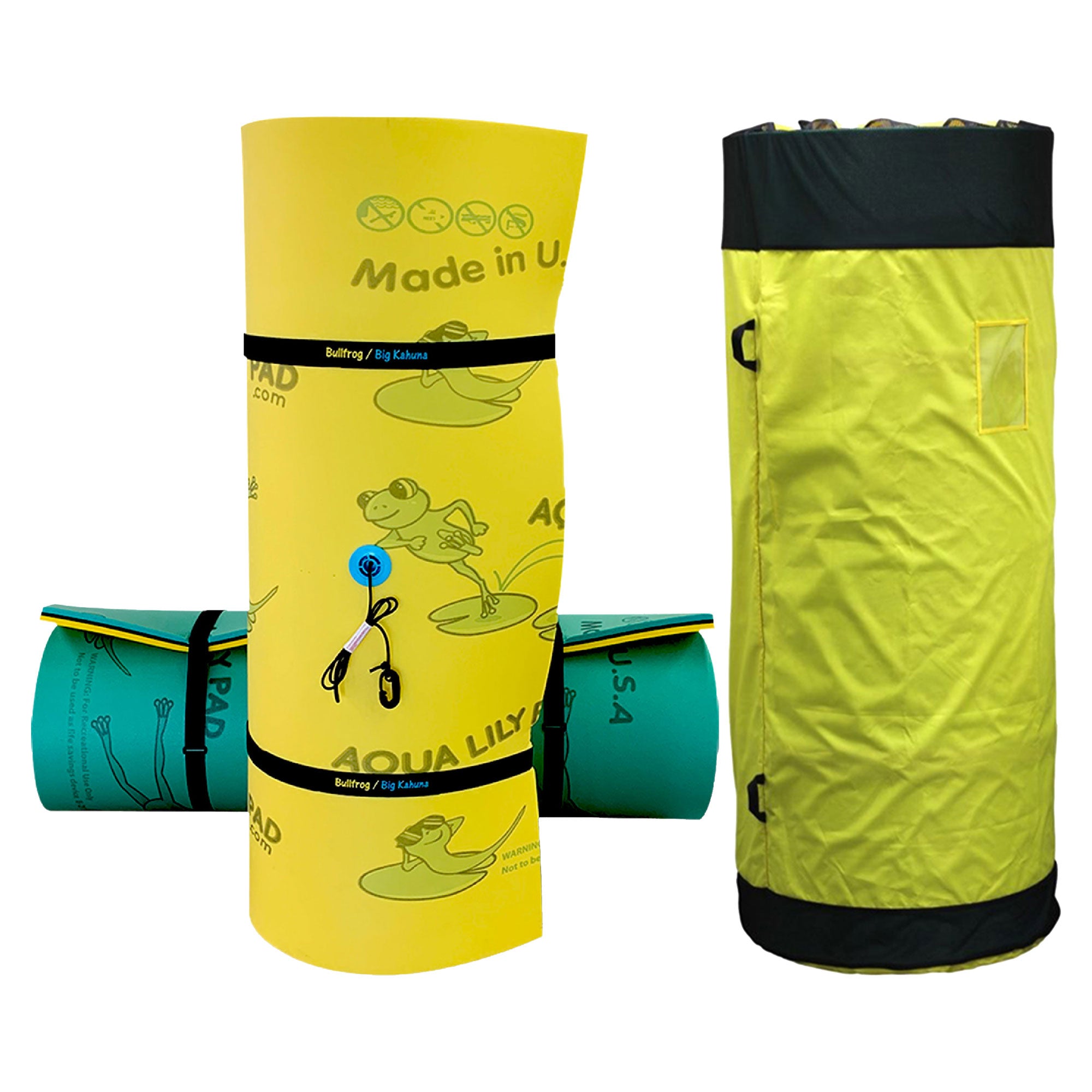 Aqua Lily Pad 15Ft Bullfrog Playground Floating Foam Island Bundle w/ Nylon Bag