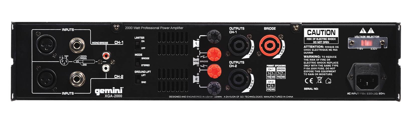 NEW! GEMINI XGA-2000 2000 Watt 2 CH Power Amplifier Professional DJ Stereo Amp