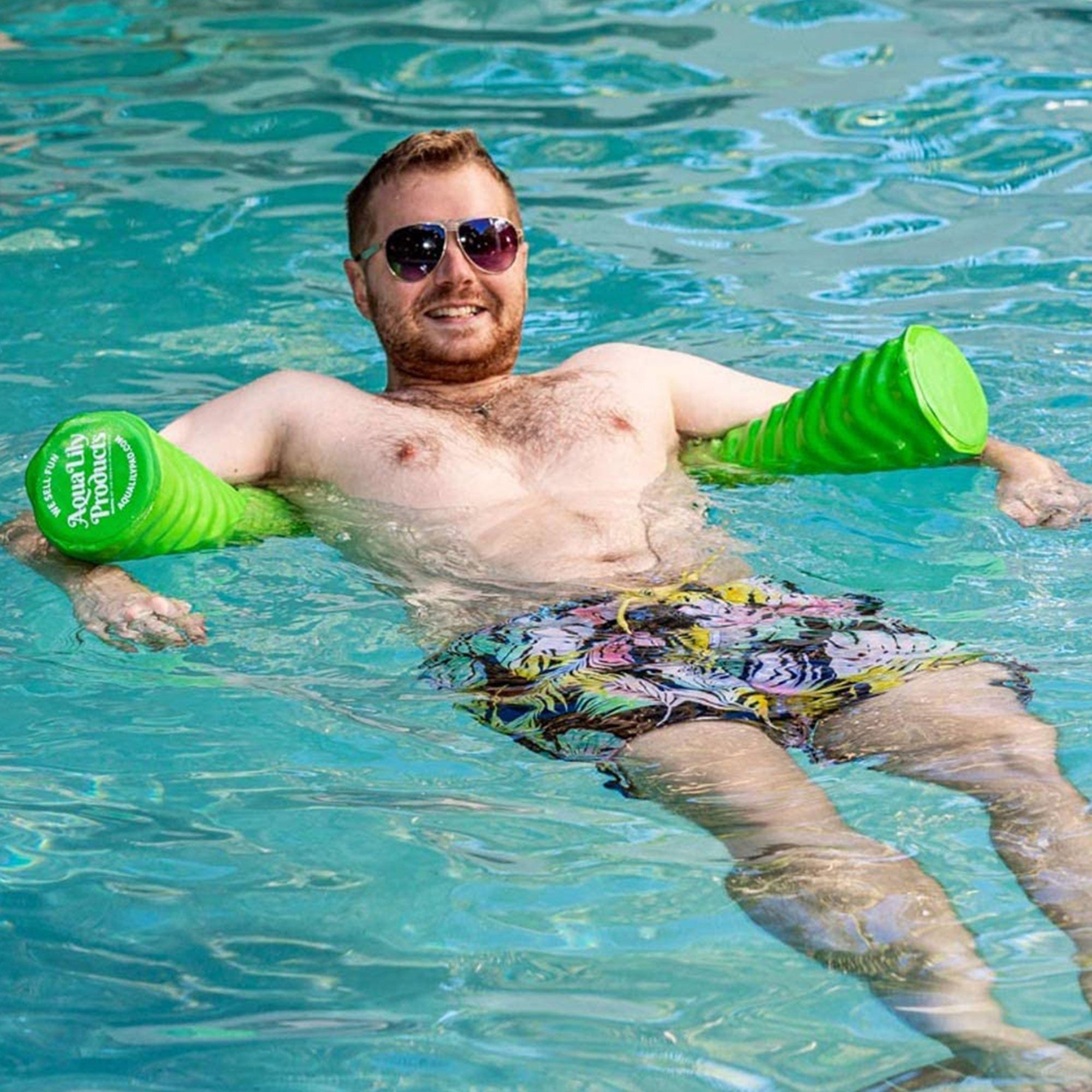 Aqua Lily Pad 20' Maui Floating Island with Foam Pool Noodle Float, Lime Green - VMInnovations
