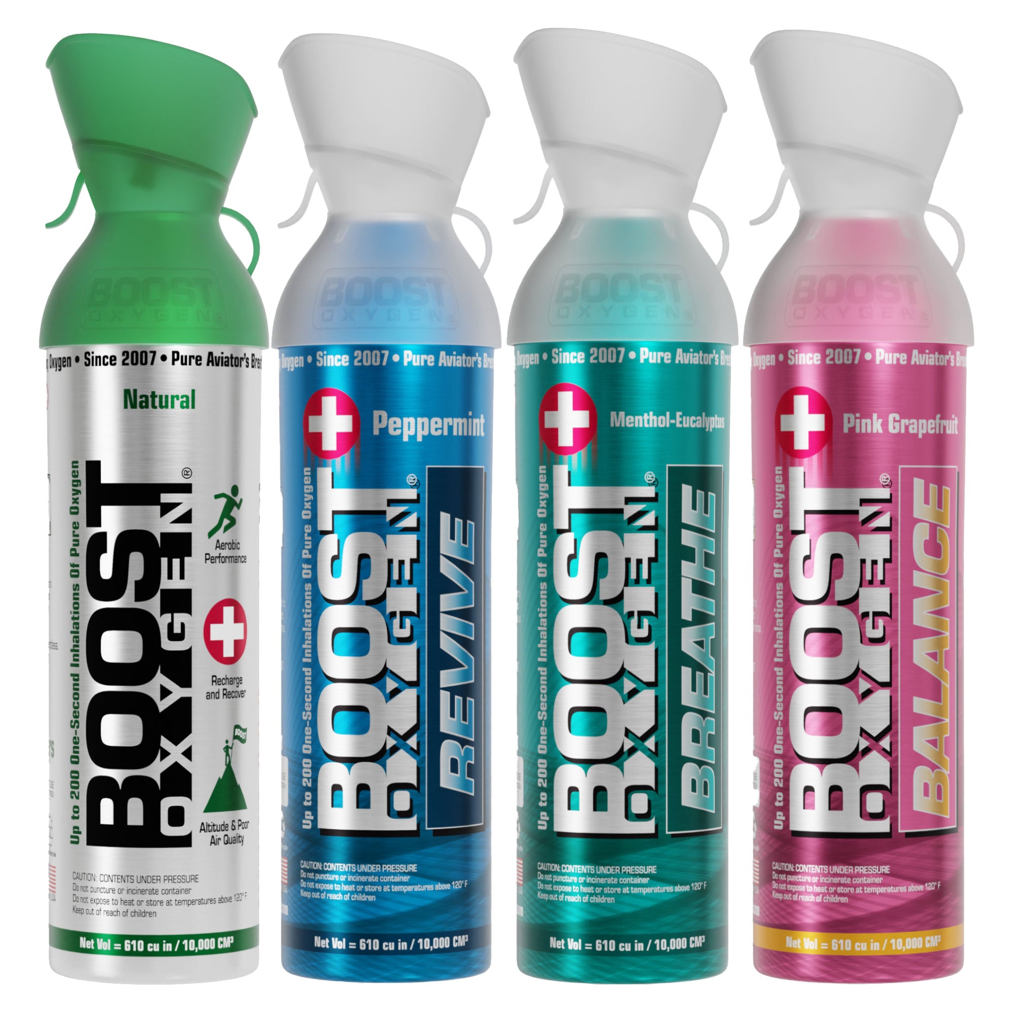 4 Pack Large 10 Liter Boost Oxygen Natural Portable Pure Oxygen Variety Canister - VMInnovations