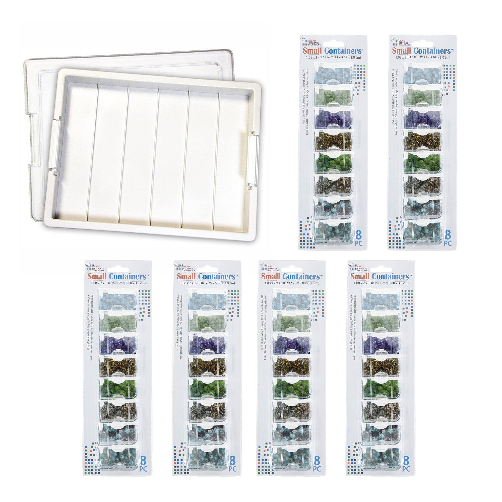 Bead Storage Solutions Craft Organizer w/ Lid and Small 8 Pc Containers (6 Pack) - VMInnovations