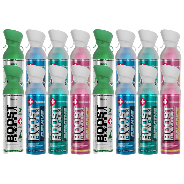 Boost Oxygen Natural Portable 10 Liter Pure Oxygen Variety Canister (16 Pack)