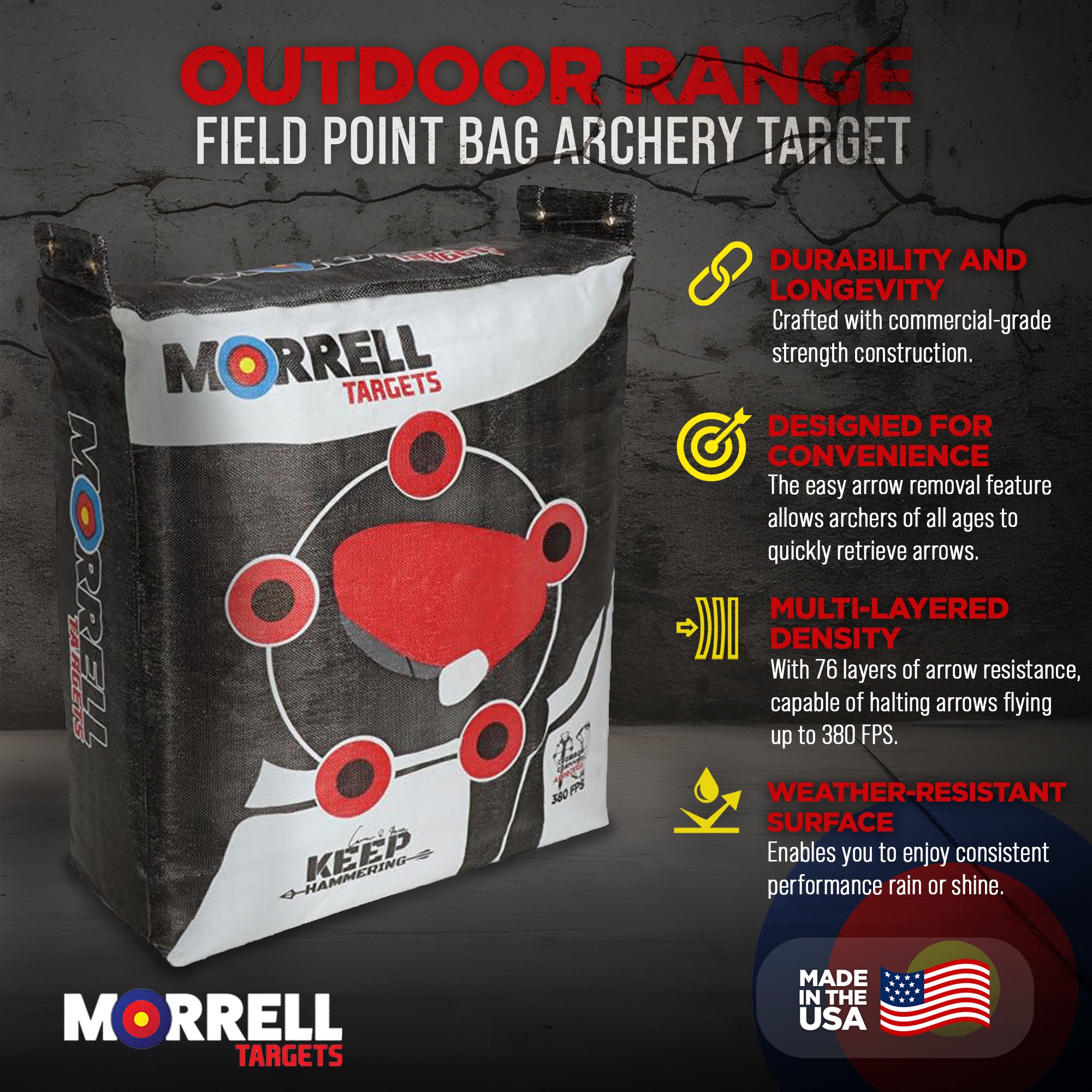 Morrell Outdoor Keep Hammering 54LB Field Point Archery Bag Target (Open Box) - VMInnovations
