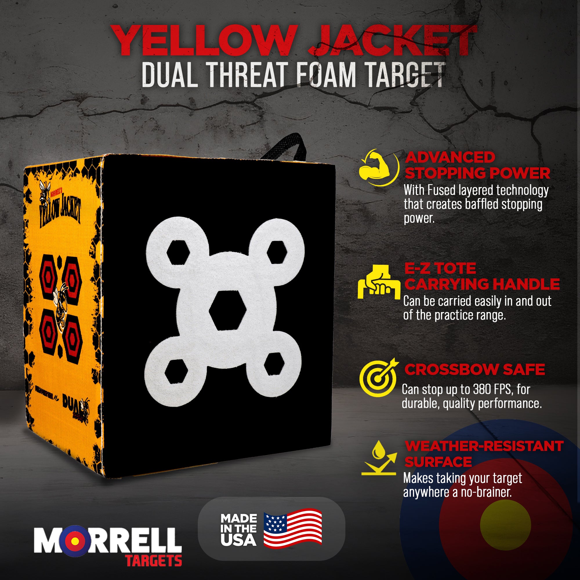 Morrell Yellow Jacket 380 FPS Dual Threat Cube Archery Target w/ Stand (2 Pack)