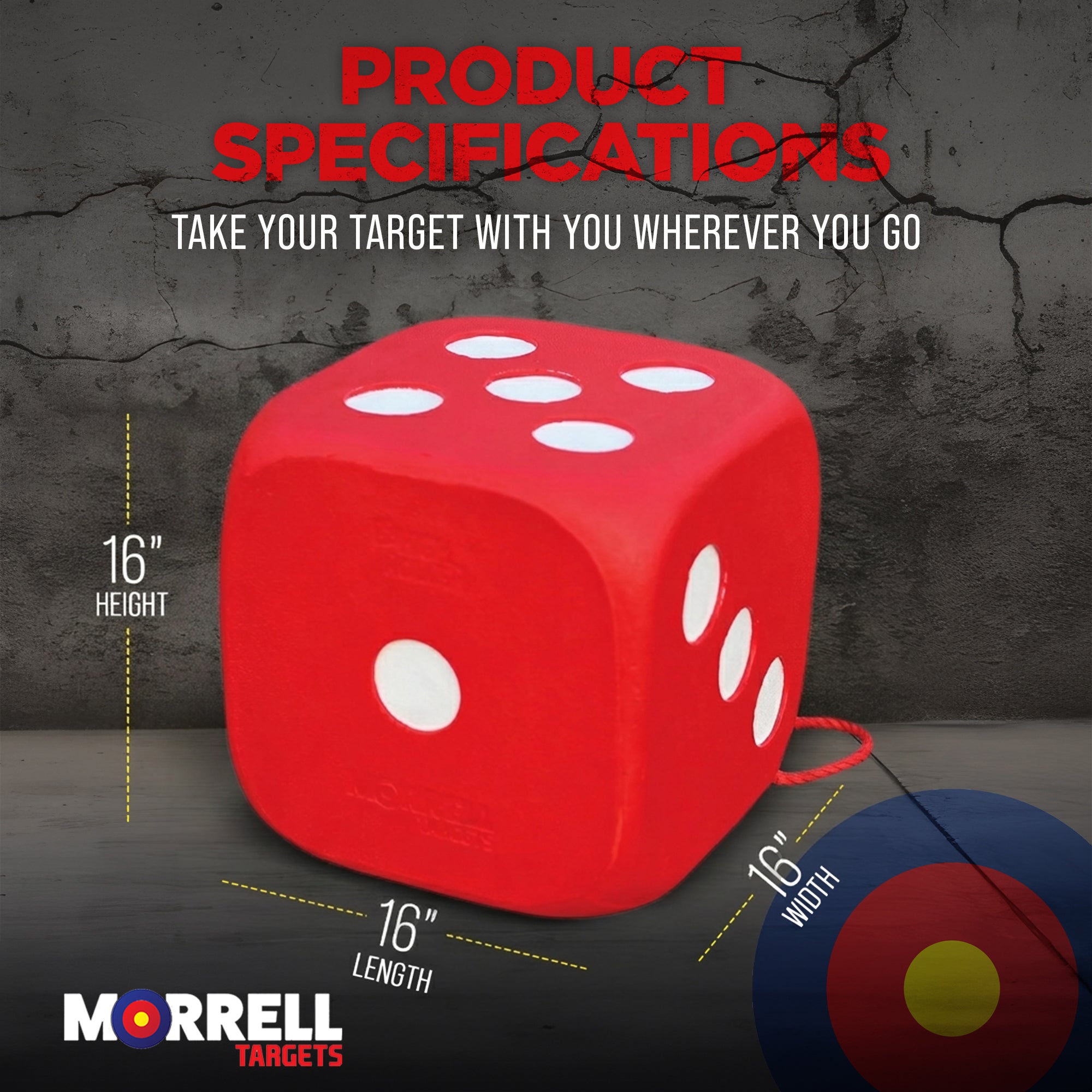 Morrell Big High Roller 17 Pound 6 Sided Any Tip Dice Cube Archery Target, Red
