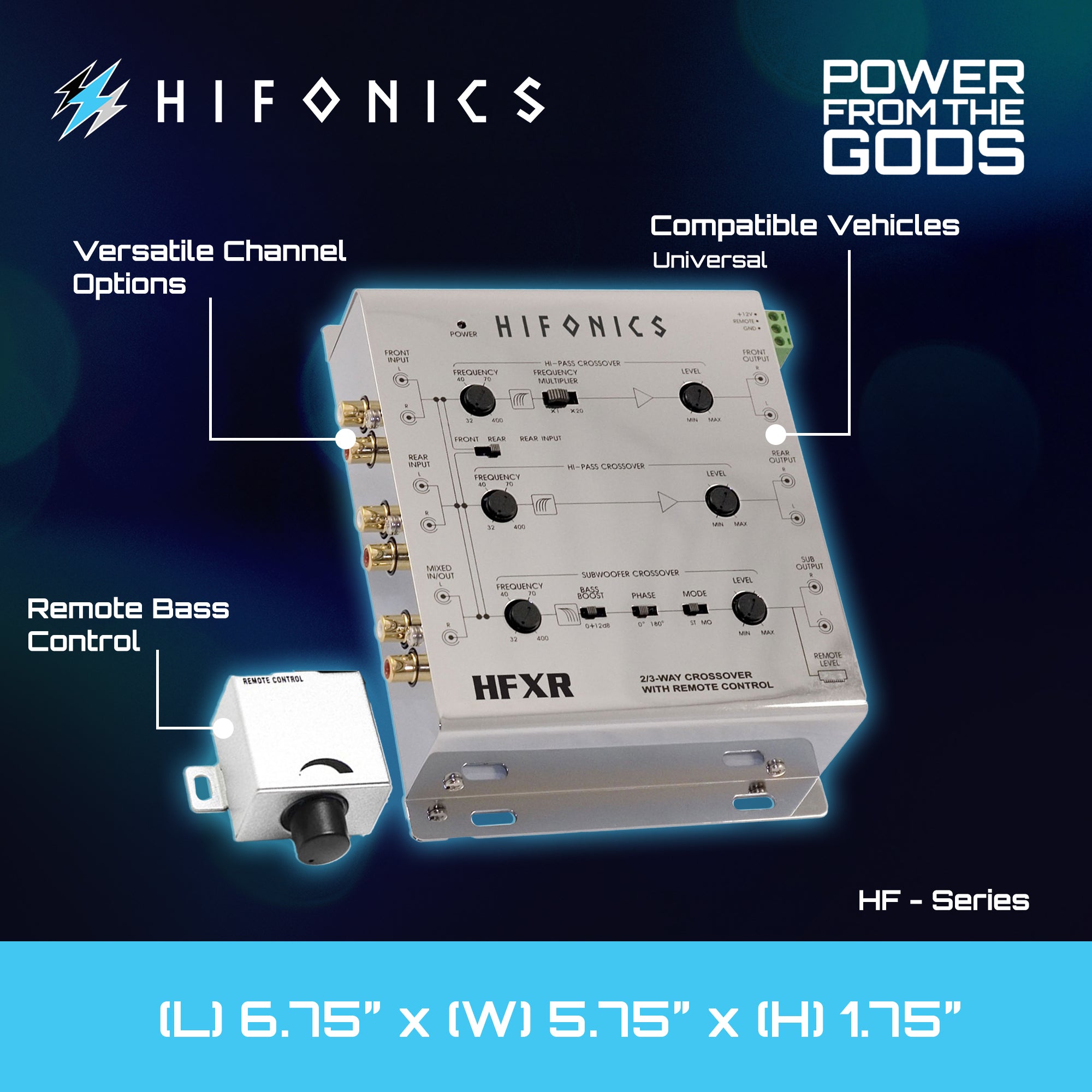 Hifonics HFXR 2/4 Ch 2/3 Way Active Crossover w/Bass Remote 8.5 Volt Line Driver - VMInnovations