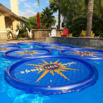 Solar Sun Rings UV Resistant Pool Spa Heater Circular Solar Cover, Blue (3 Pack)