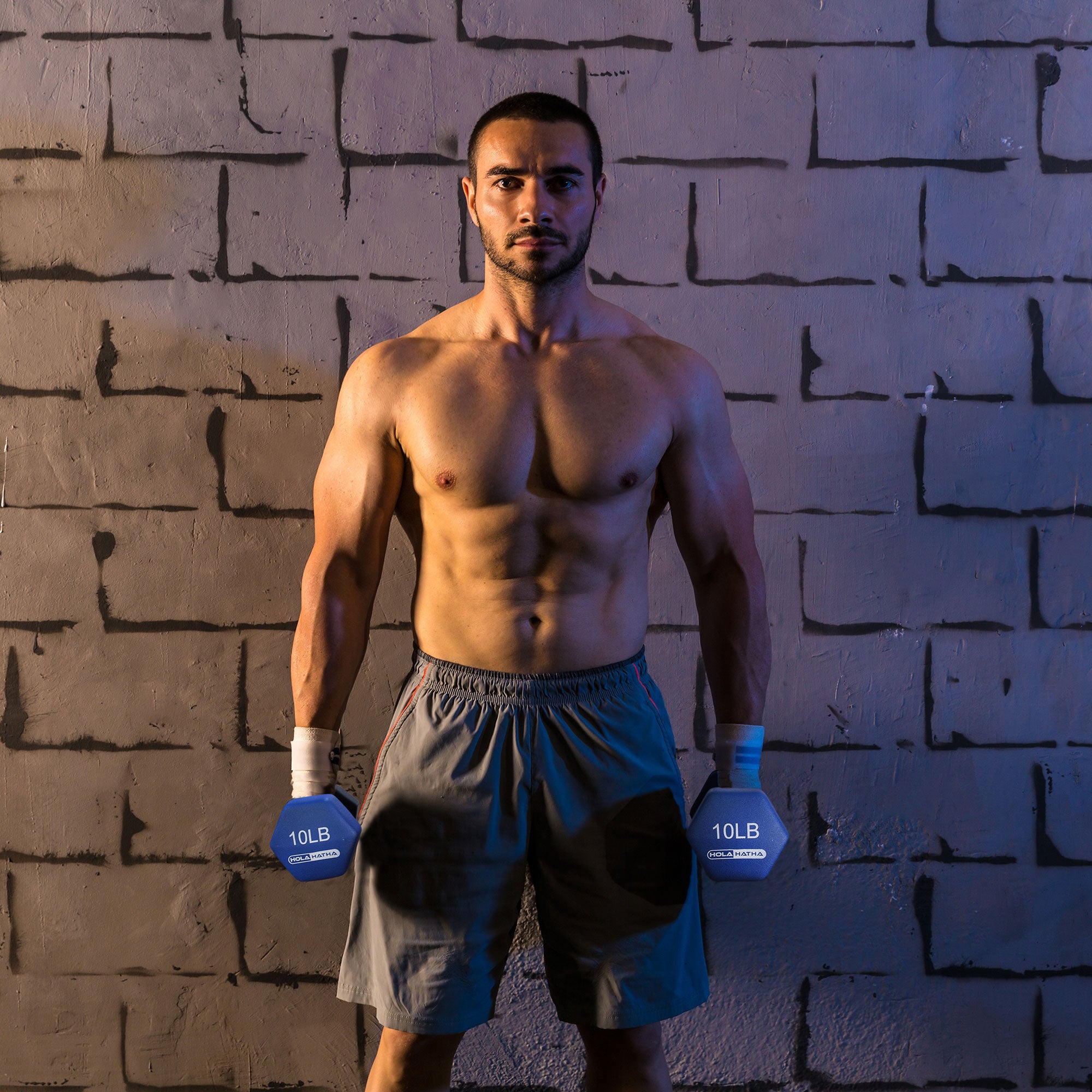 HolaHatha 5, 10, and 15 Pound Neoprene Dumbbell Free Hand Weight Set with Rack - VMInnovations