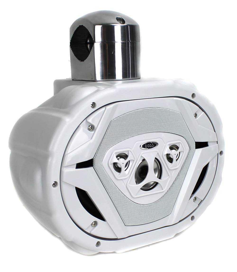New Boss MRWT69W 6x9" 550W 4-Way Marine Wake Tower Boat Waterproof Speaker White
