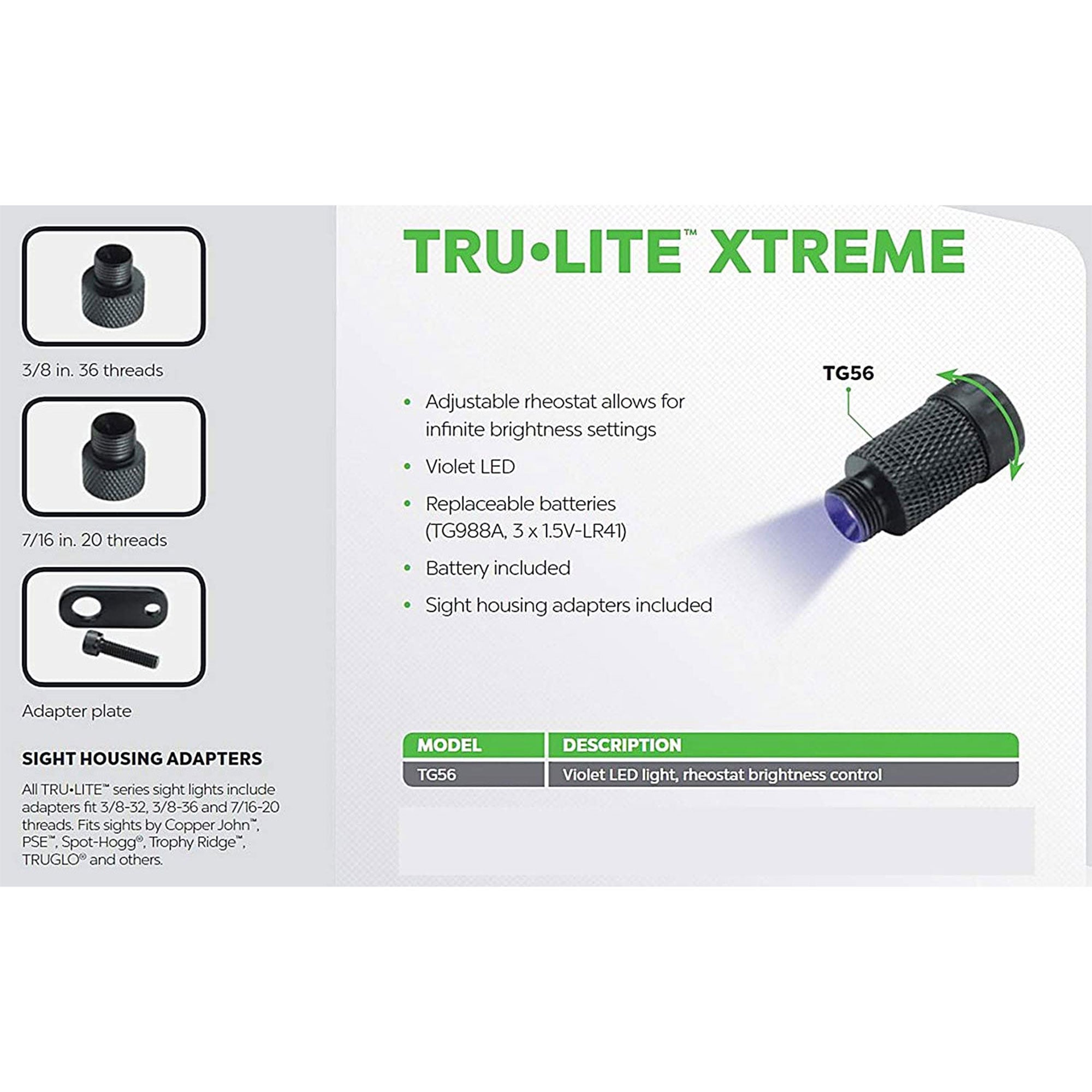 TruGlo Tru-Lite Xtreme Violet LED Sight Light for Archery Bows, Black (Used)