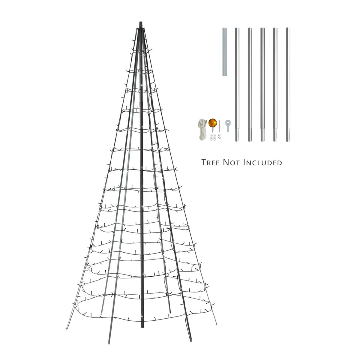 Twinkly 19.7' Aluminum Interlocking Pole Set for Twinkly 19.7' Light Tree, Grey