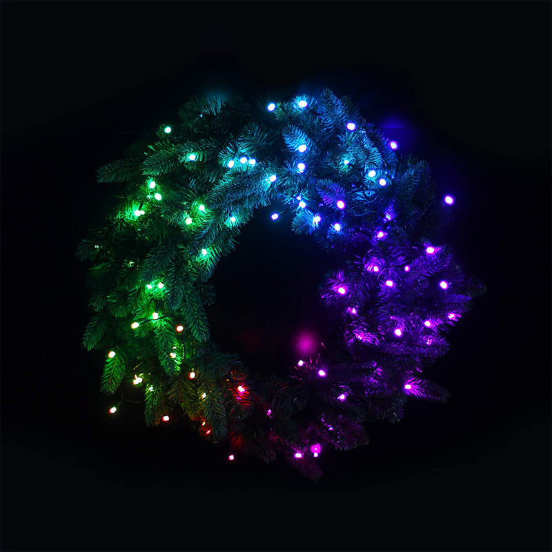 Twinkly Pre-Lit Wreath App-controlled 2-Ft LED Christmas Wreath 50 RGB+W(2 Pack)