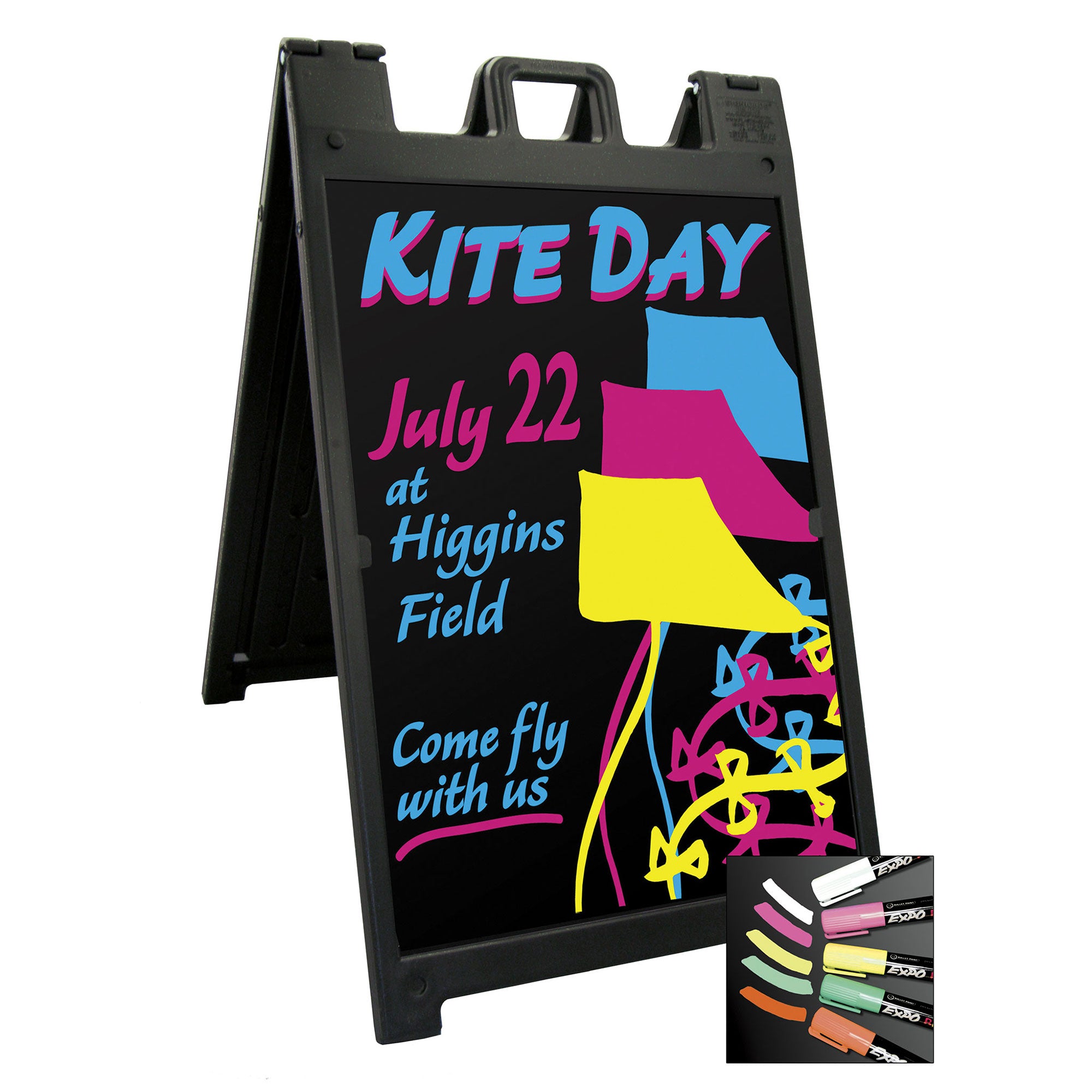 Plasticade Signicade Deluxe Portable Folding Double Sided Sign, Black (4 Pack)