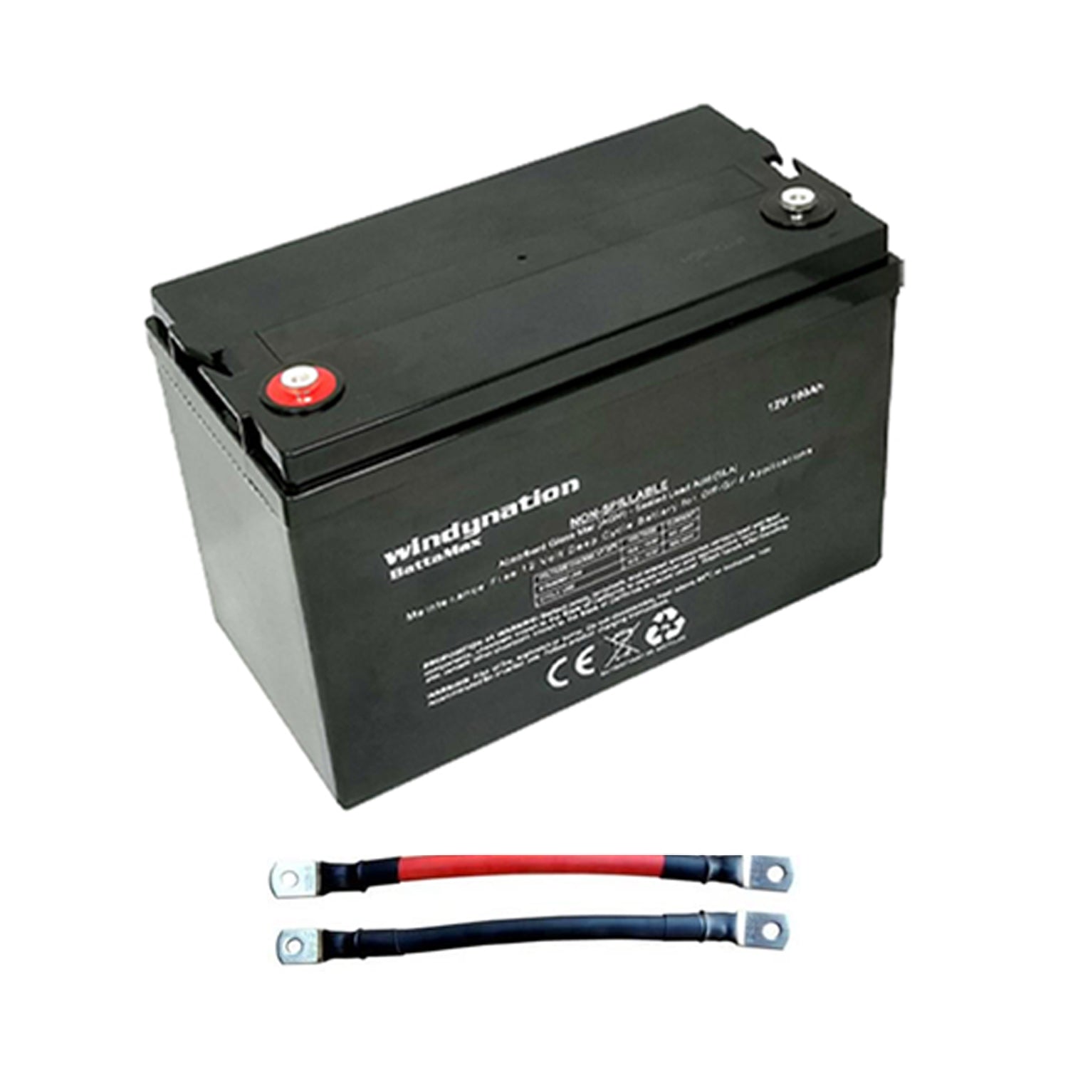 Windy Nation 12V 100 Ah Deep Cycle Solar Off Grid Battery and Interlocking Cable