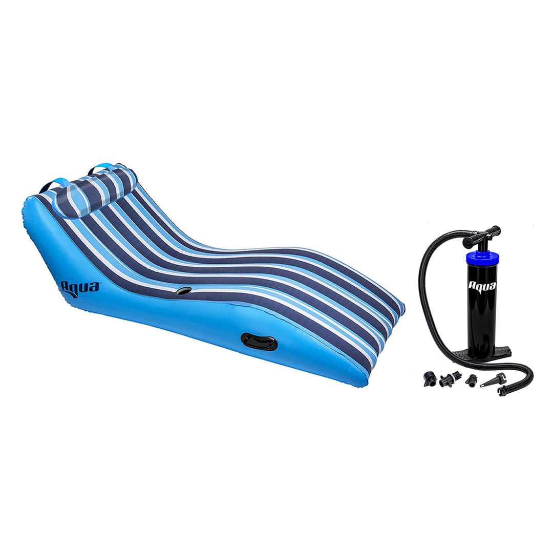 Aqua Key West Cushioned Comfort Lounge Pool Float and Dual Action Hand Pump - VMInnovations