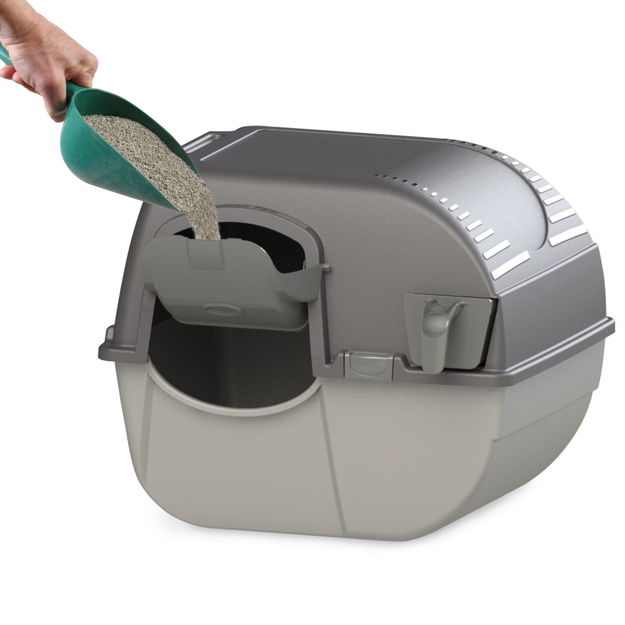 Omega Paw Easy Fill Roll n Clean Self Cleaning Cat Litter Box, Gray (For Parts)