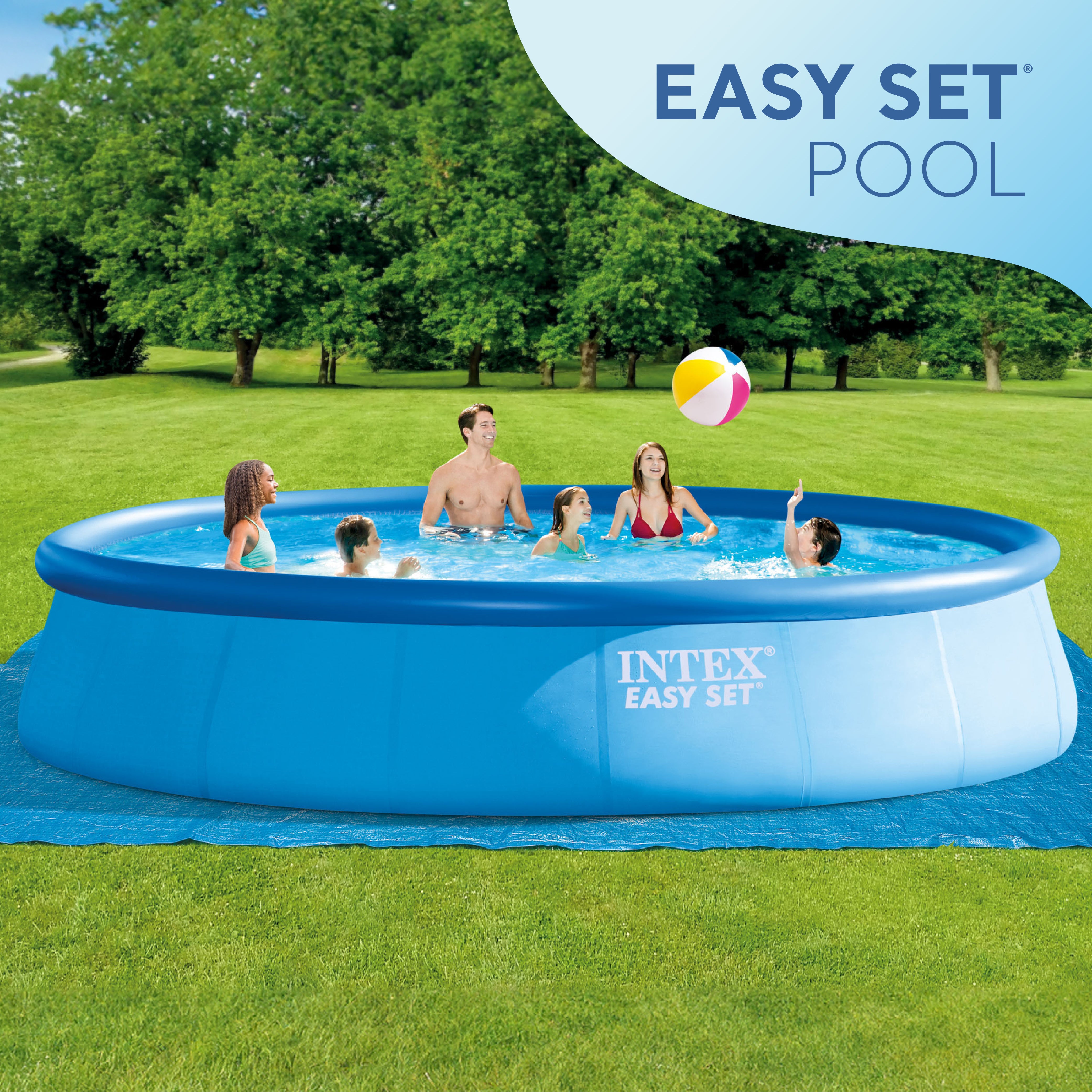 Intex Easy Set Inflatable Pool, Filter & Pump and Easy Set Pool Cover (Open Box)
