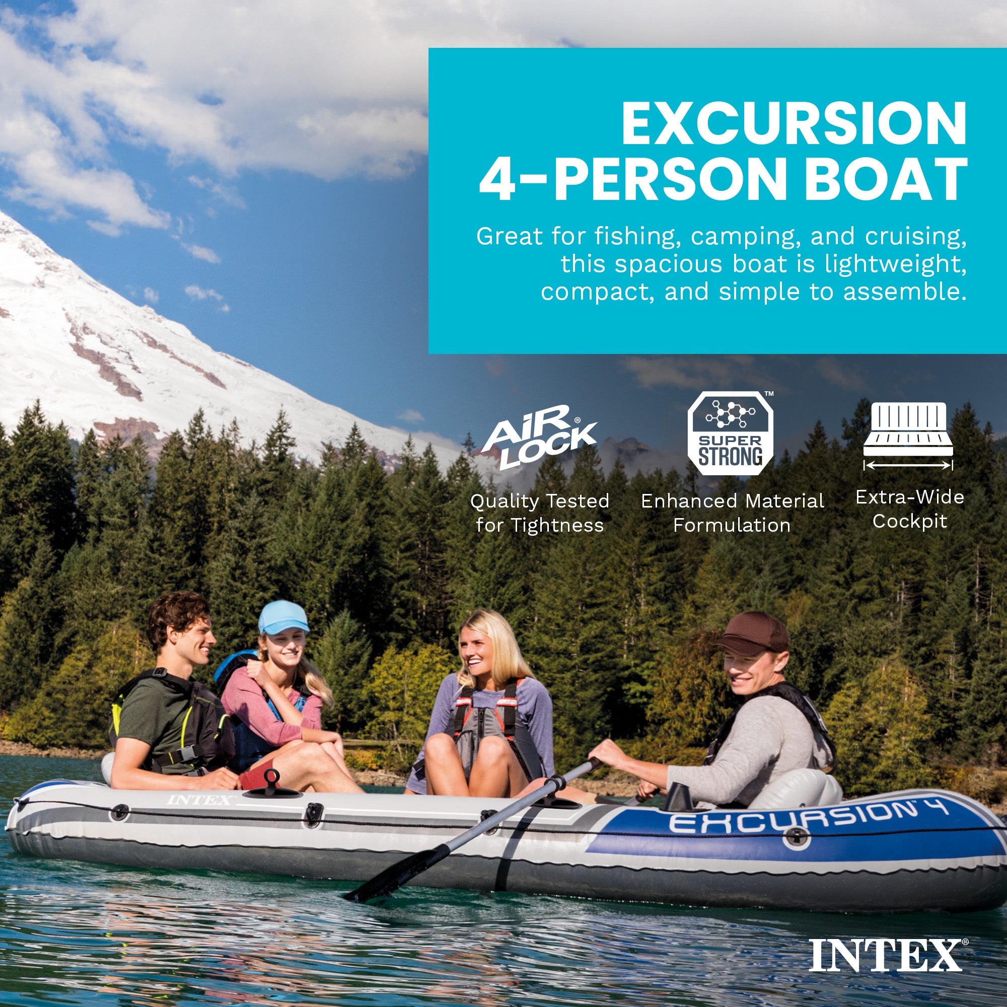 INTEX Excursion 4 Inflatable River/Lake Raft Set | 68324EP (Lightly Used)