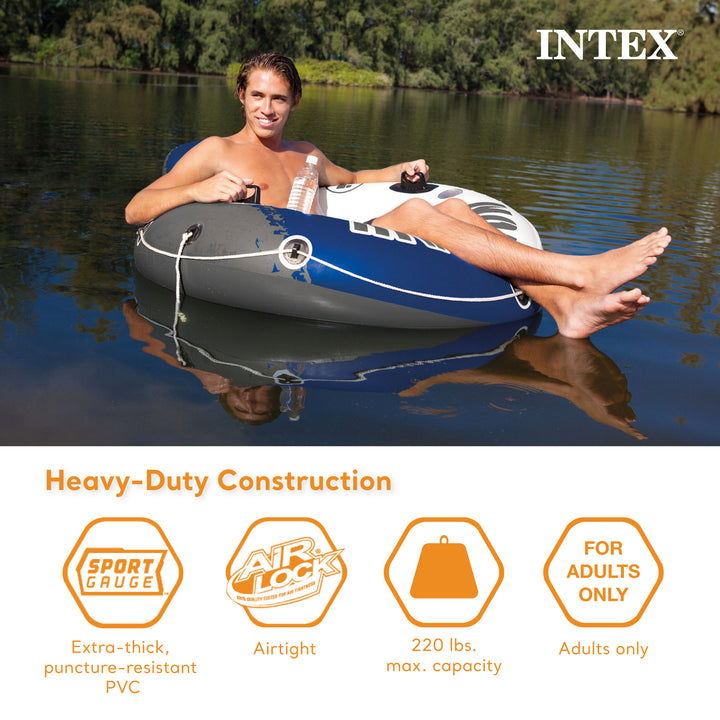 Intex River Run Inflatable Floating Water Tube Raft for Lake/Pool/River (2 Pack)