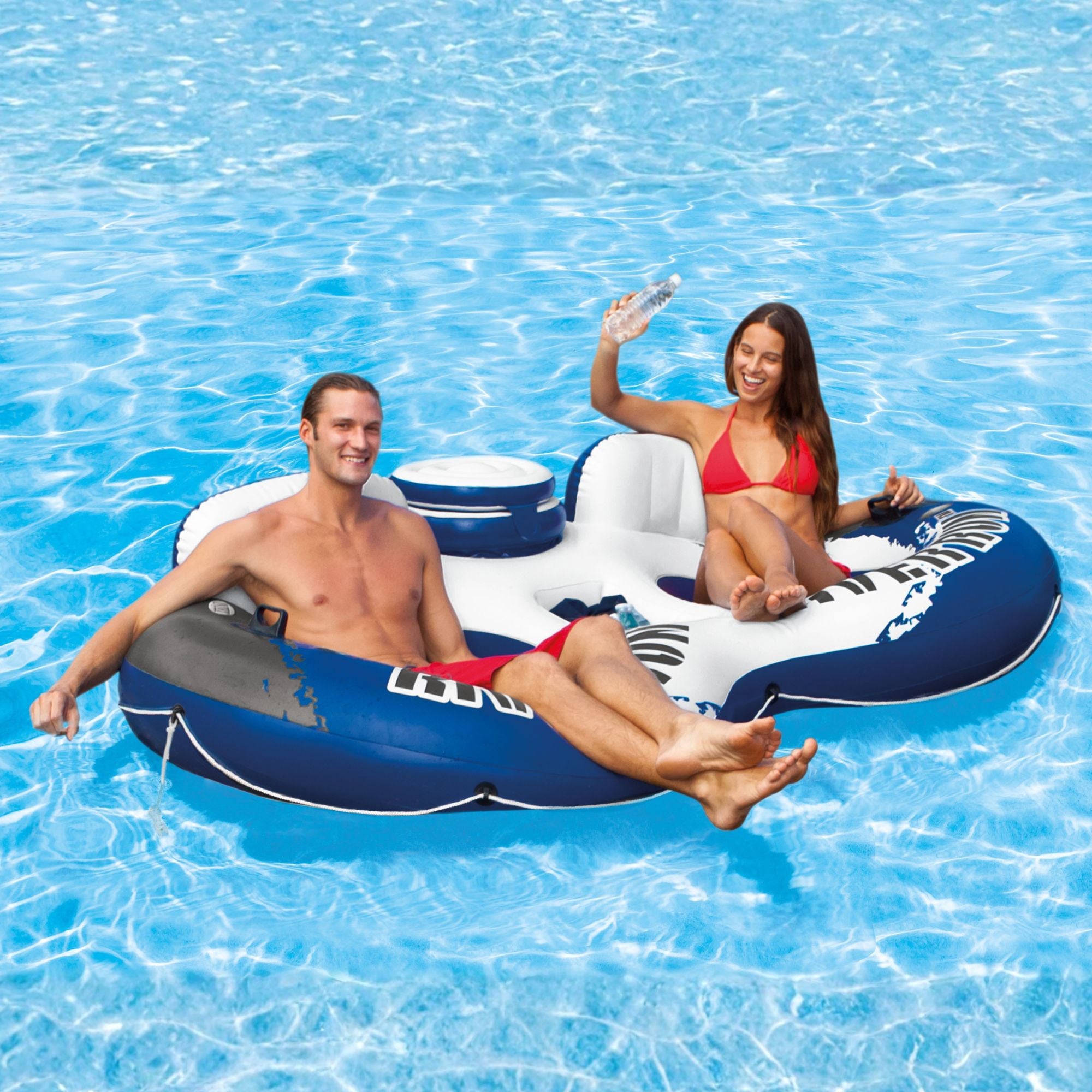 Intex River Run 2 Person Inflatable Tube Raft Float with Cooler for Pool & Lake
